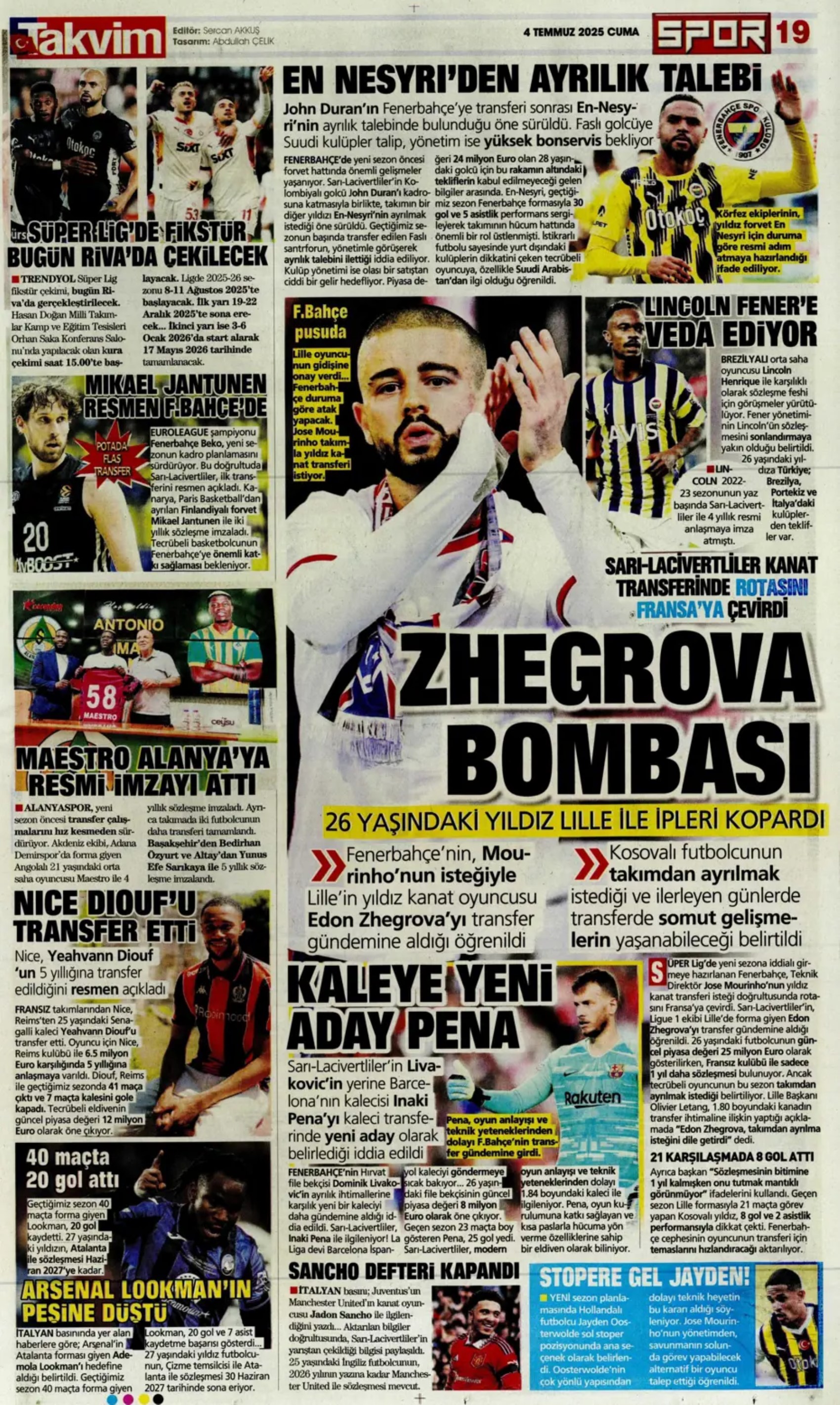 Sporda günün manşetleri... Fenerbahçe'de gündem Douglas Luiz, Galatasaray çizme'den haber bekliyor