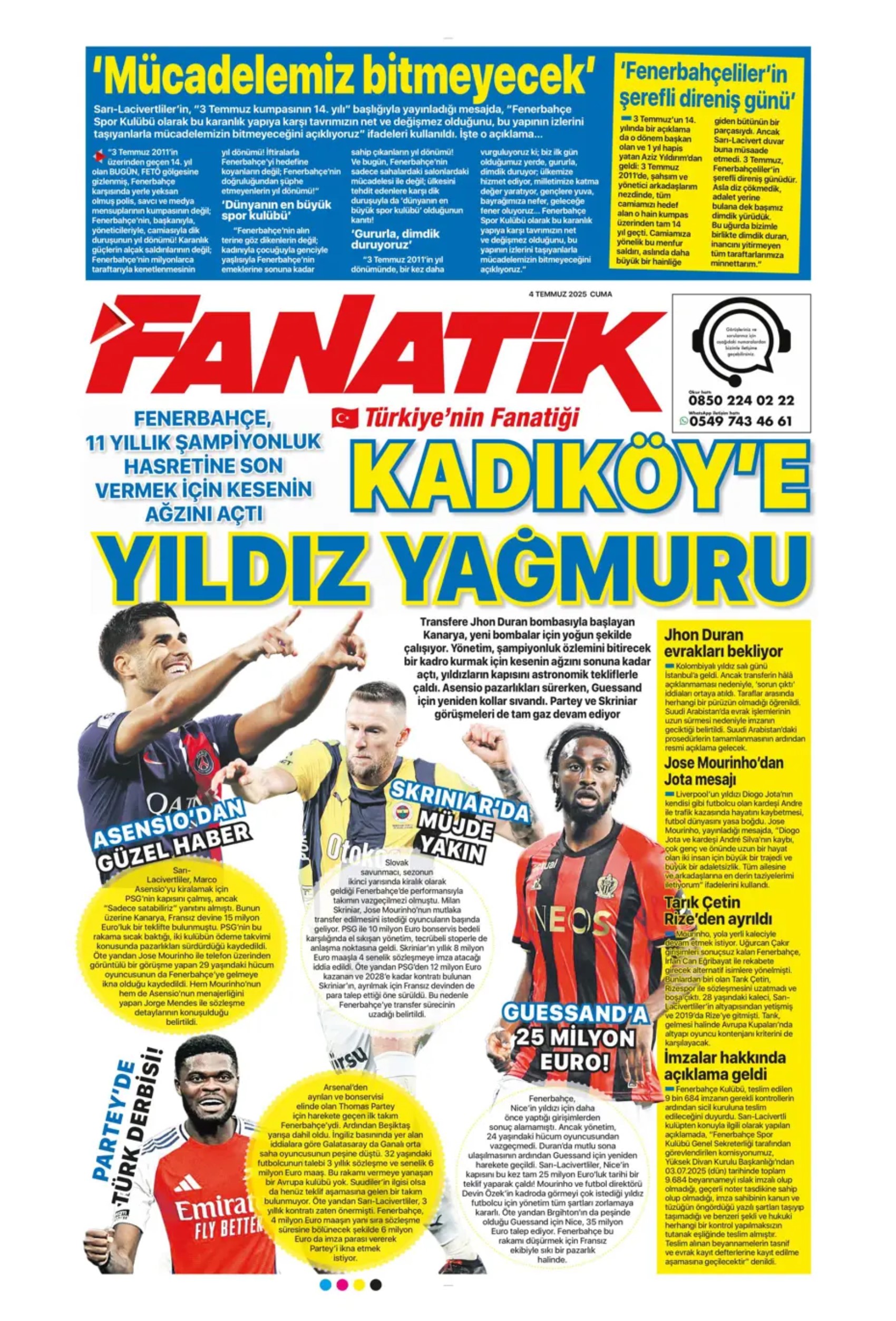 Sporda günün manşetleri... Fenerbahçe'de gündem Douglas Luiz, Galatasaray çizme'den haber bekliyor