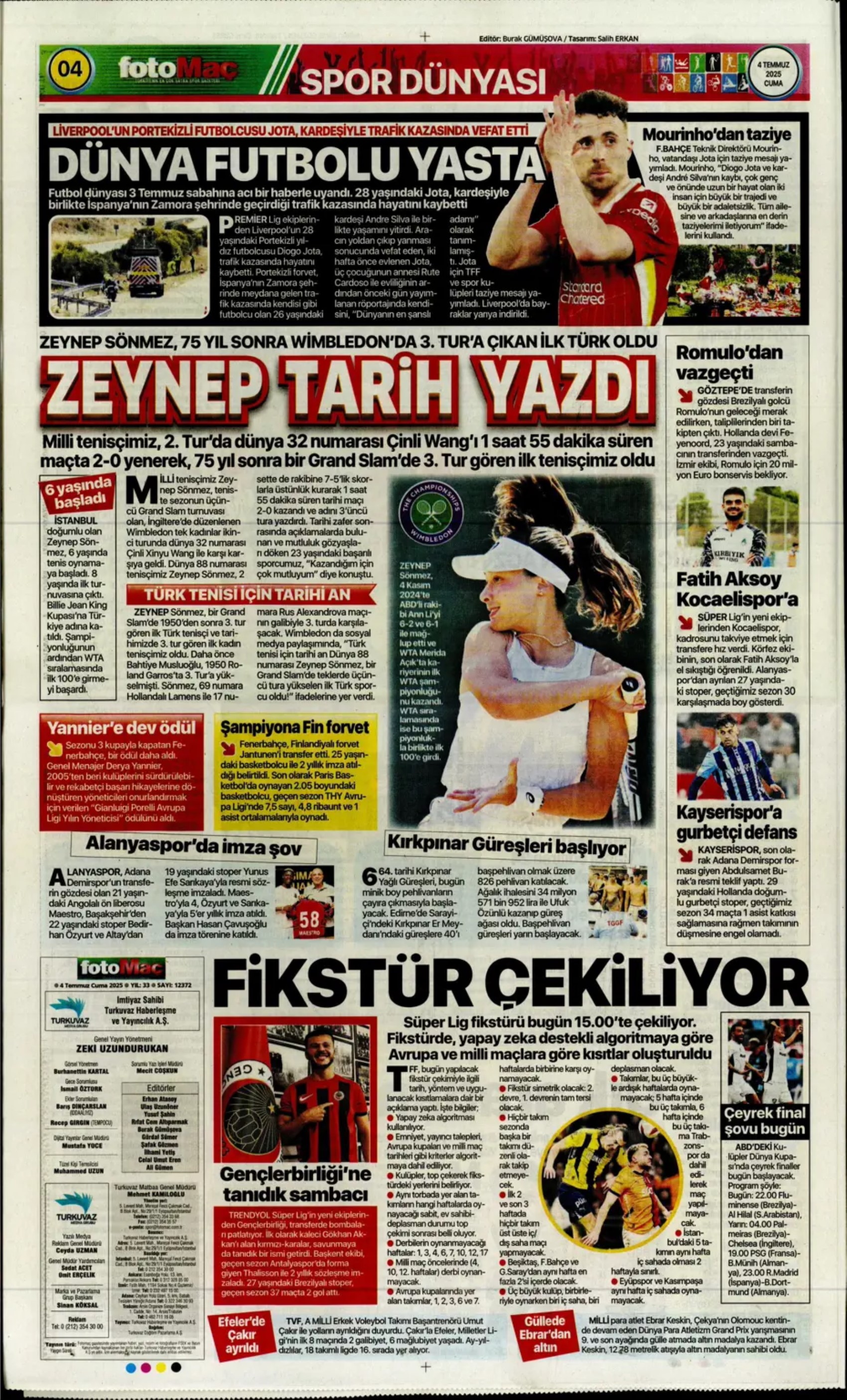 Sporda günün manşetleri... Fenerbahçe'de gündem Douglas Luiz, Galatasaray çizme'den haber bekliyor