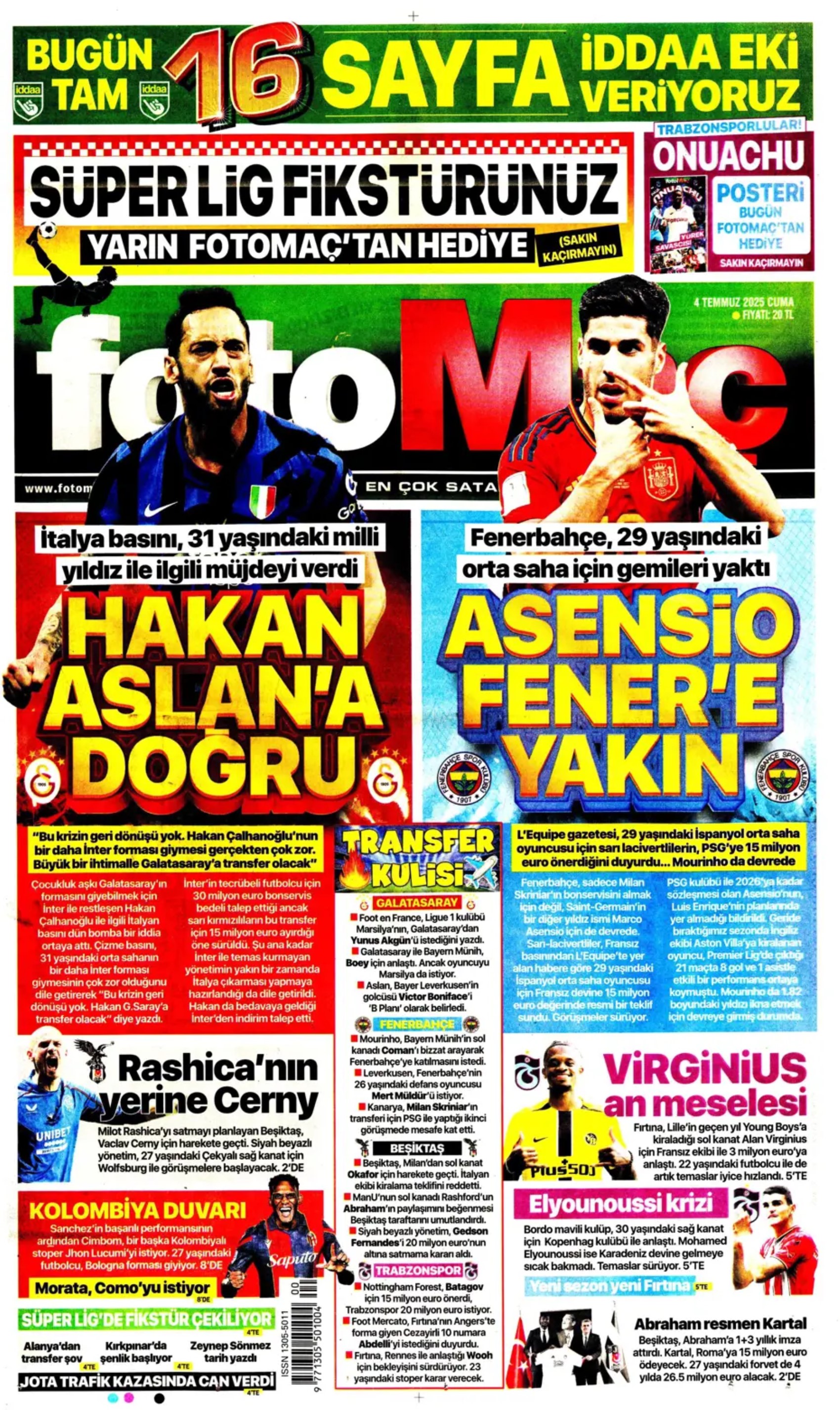 Sporda günün manşetleri... Fenerbahçe'de gündem Douglas Luiz, Galatasaray çizme'den haber bekliyor
