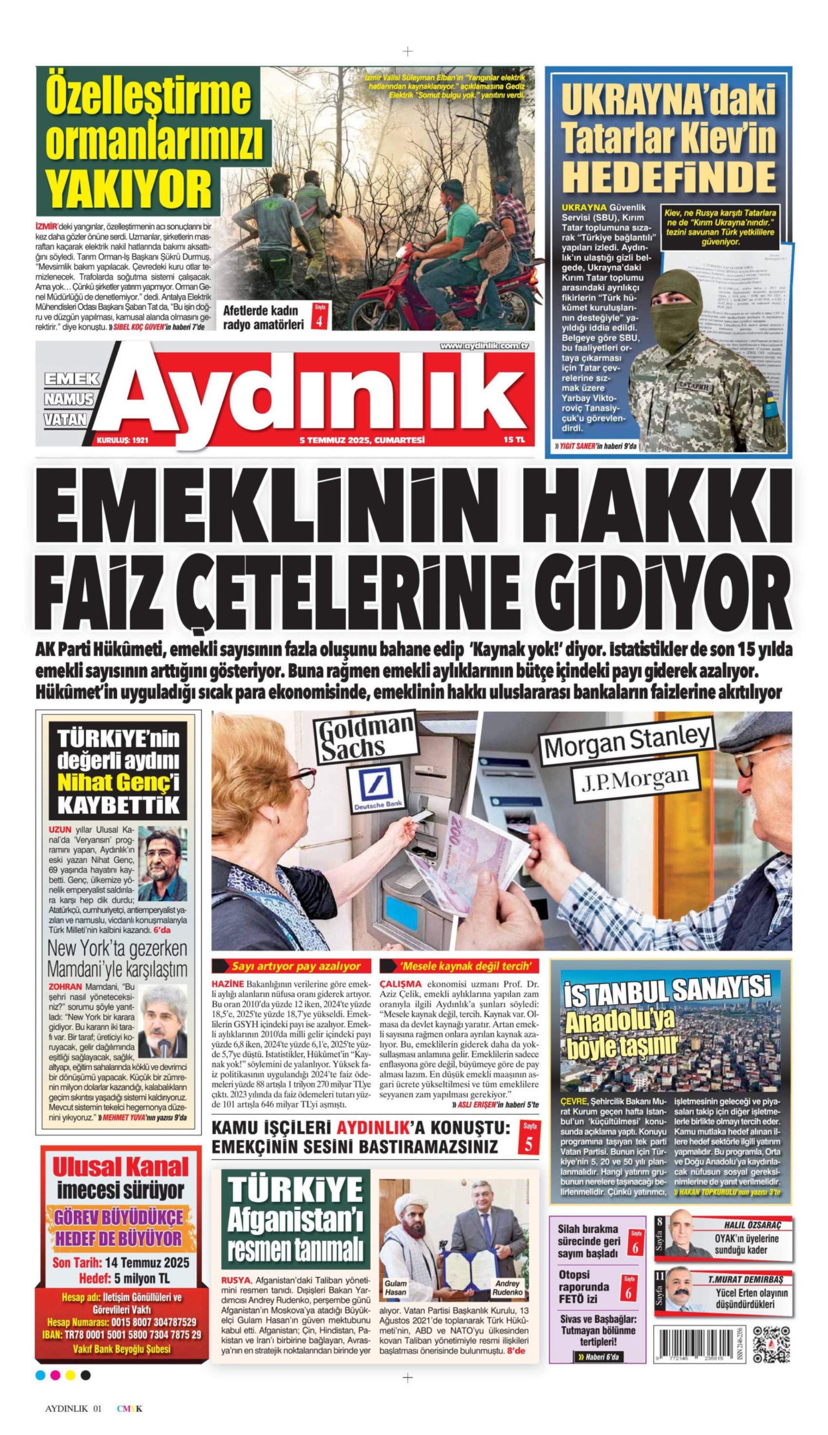 5 Temmuz 2025 gazete manşetleri