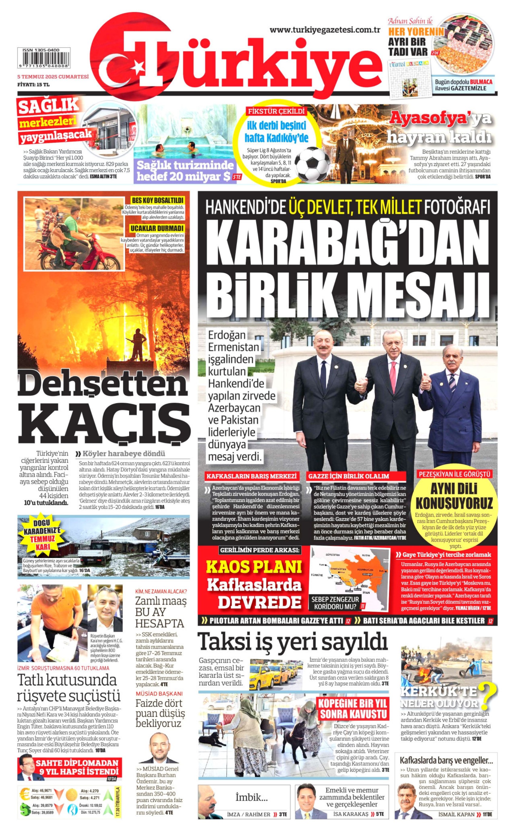 5 Temmuz 2025 gazete manşetleri