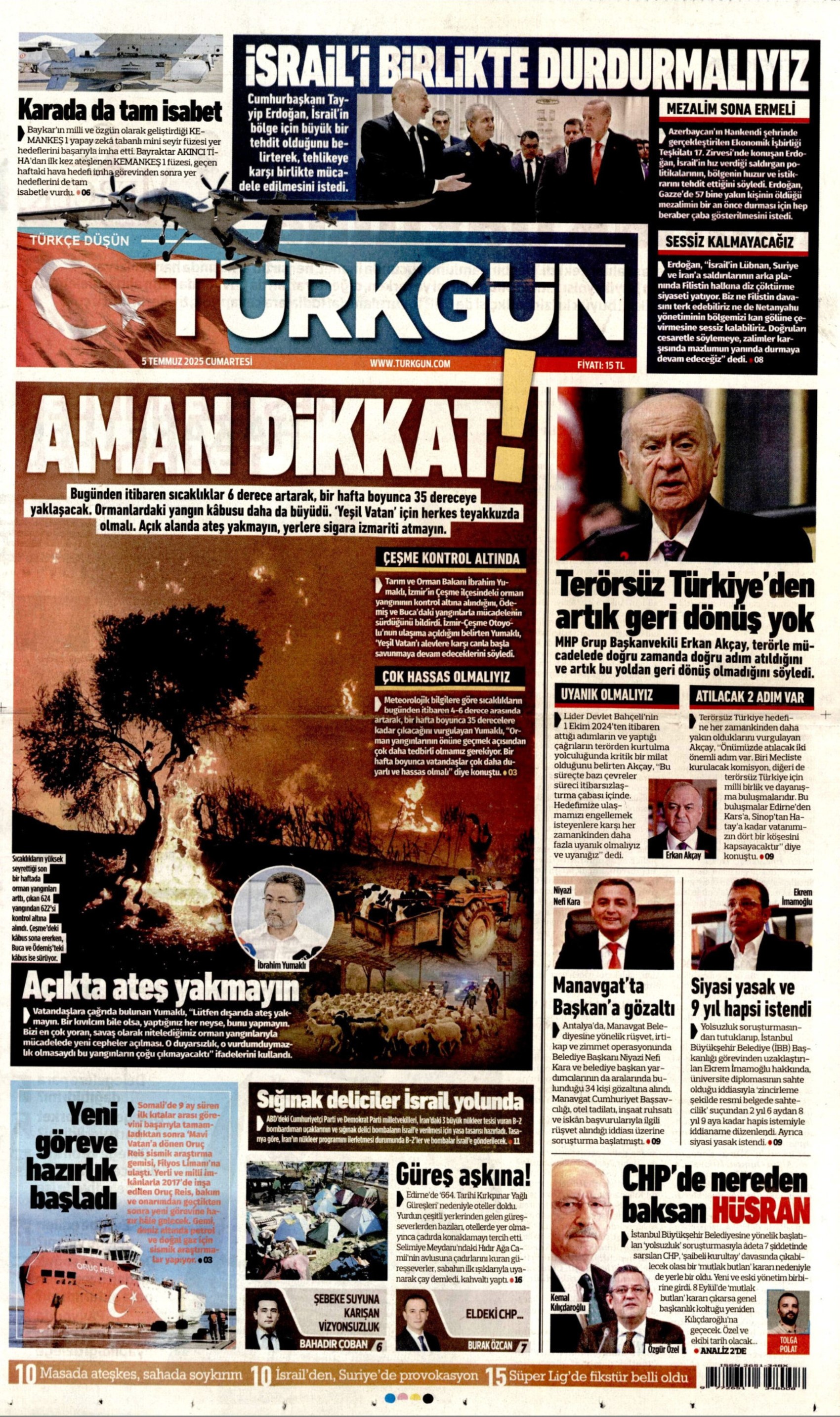 5 Temmuz 2025 gazete manşetleri