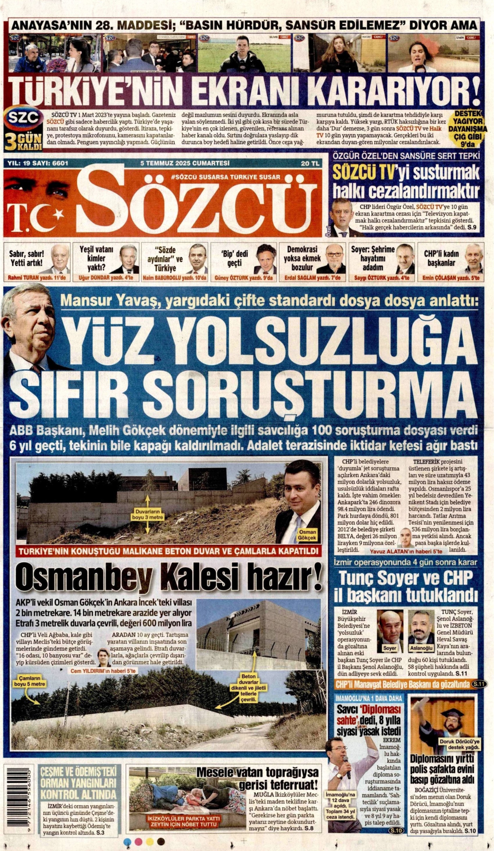 5 Temmuz 2025 gazete manşetleri