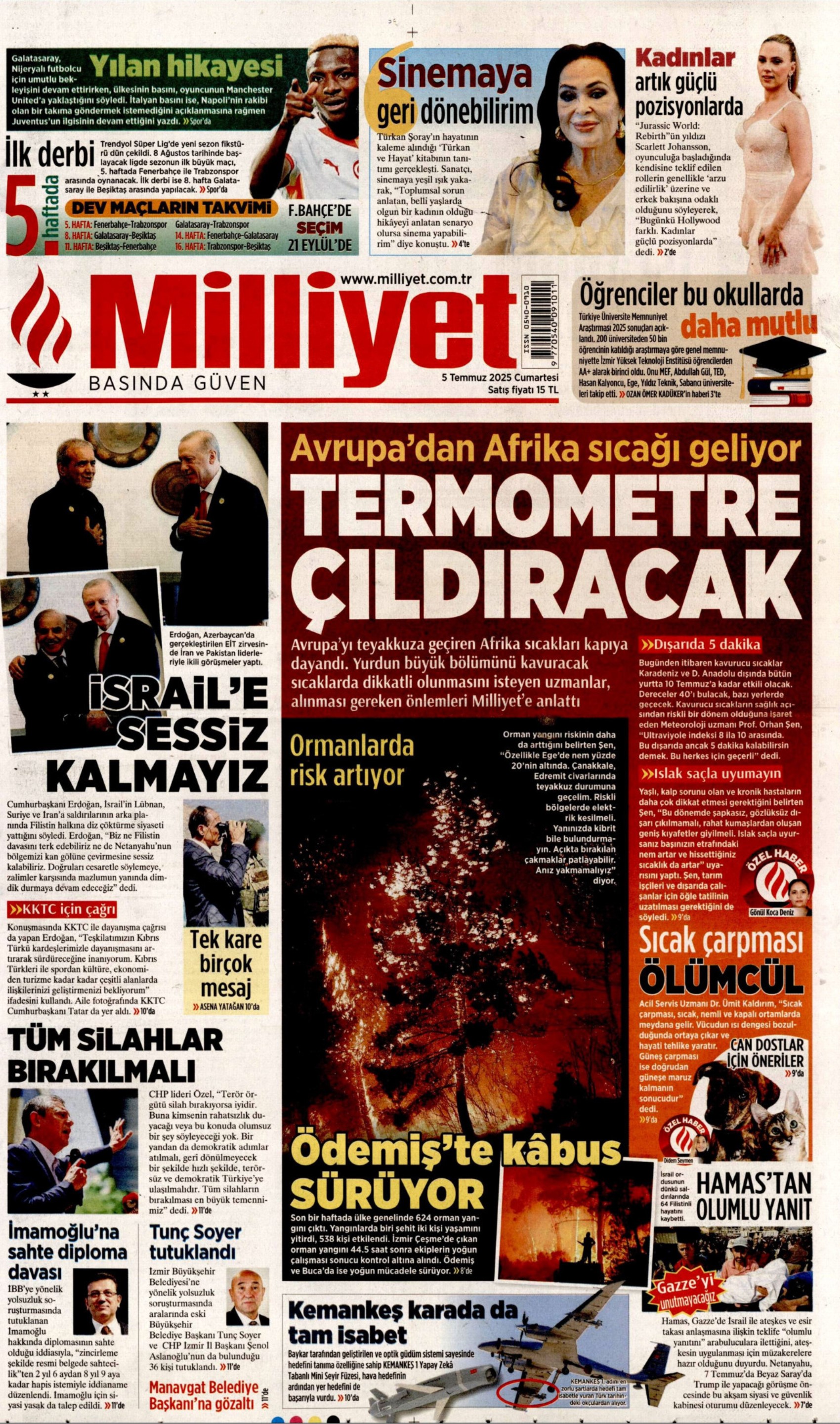 5 Temmuz 2025 gazete manşetleri