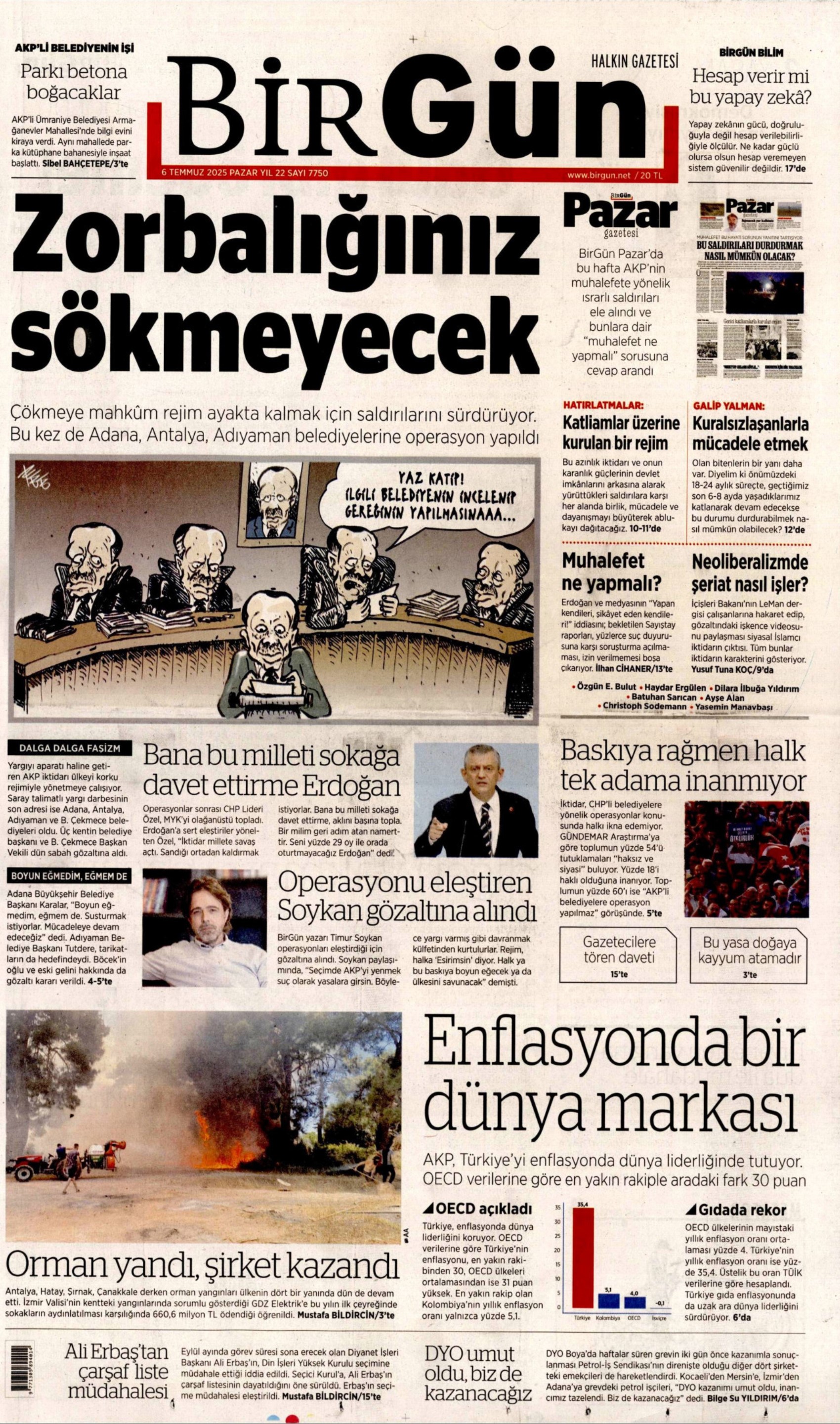 6 Temmuz 2025 gazete manşetleri: Gazeteler, CHP'li belediyelere şafak operasyonunu nasıl gördü?
