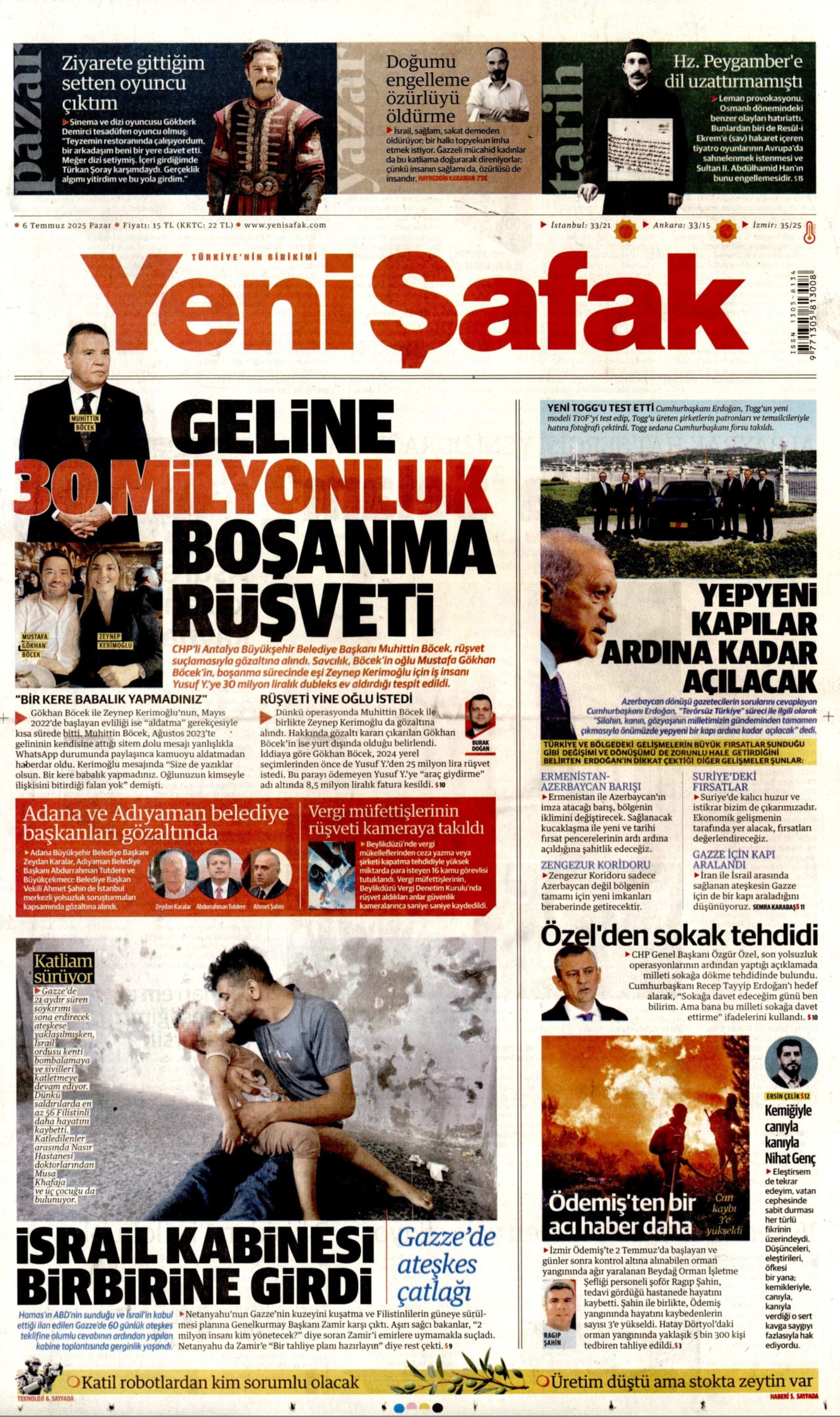 6 Temmuz 2025 gazete manşetleri: Gazeteler, CHP'li belediyelere şafak operasyonunu nasıl gördü?