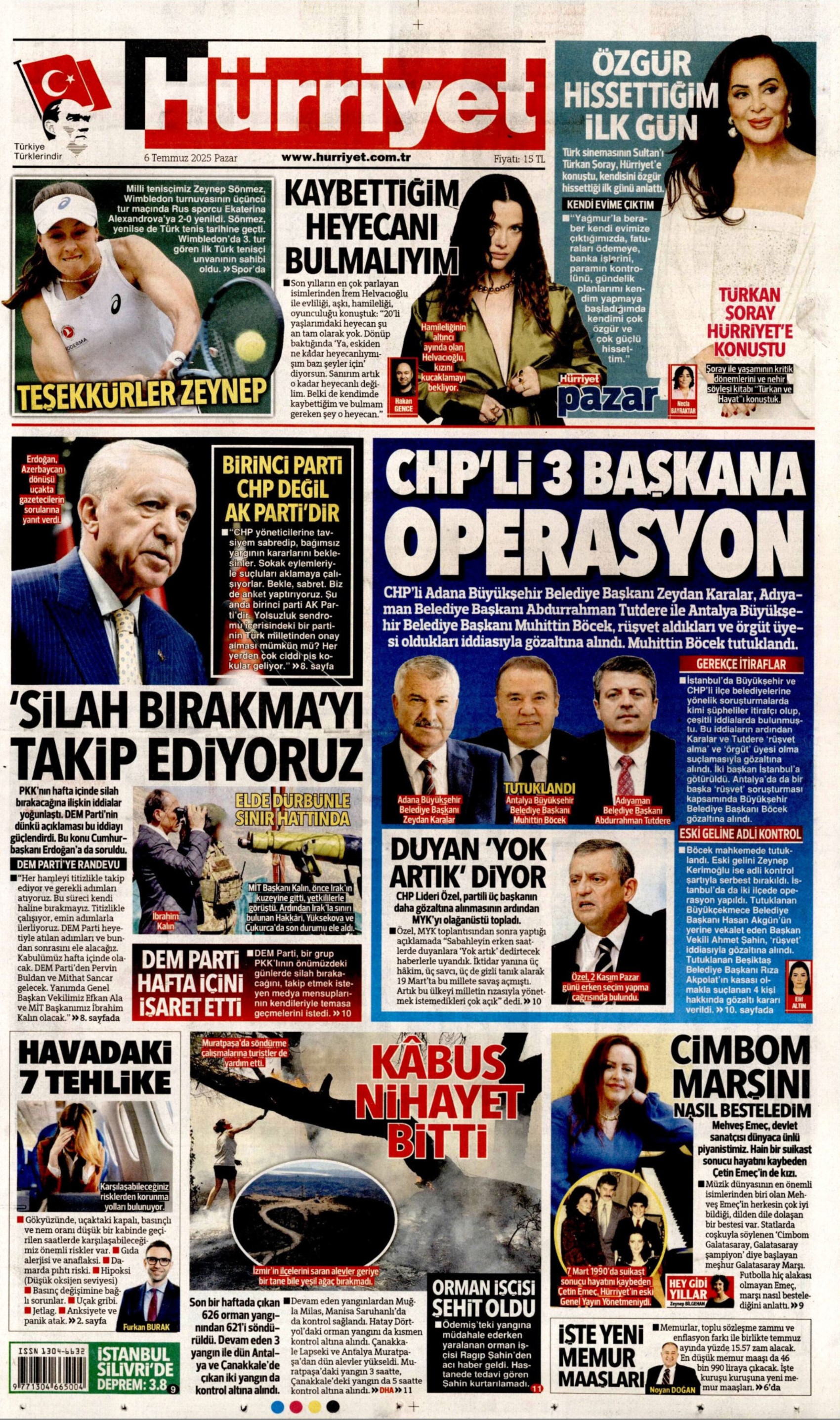 6 Temmuz 2025 gazete manşetleri: Gazeteler, CHP'li belediyelere şafak operasyonunu nasıl gördü?