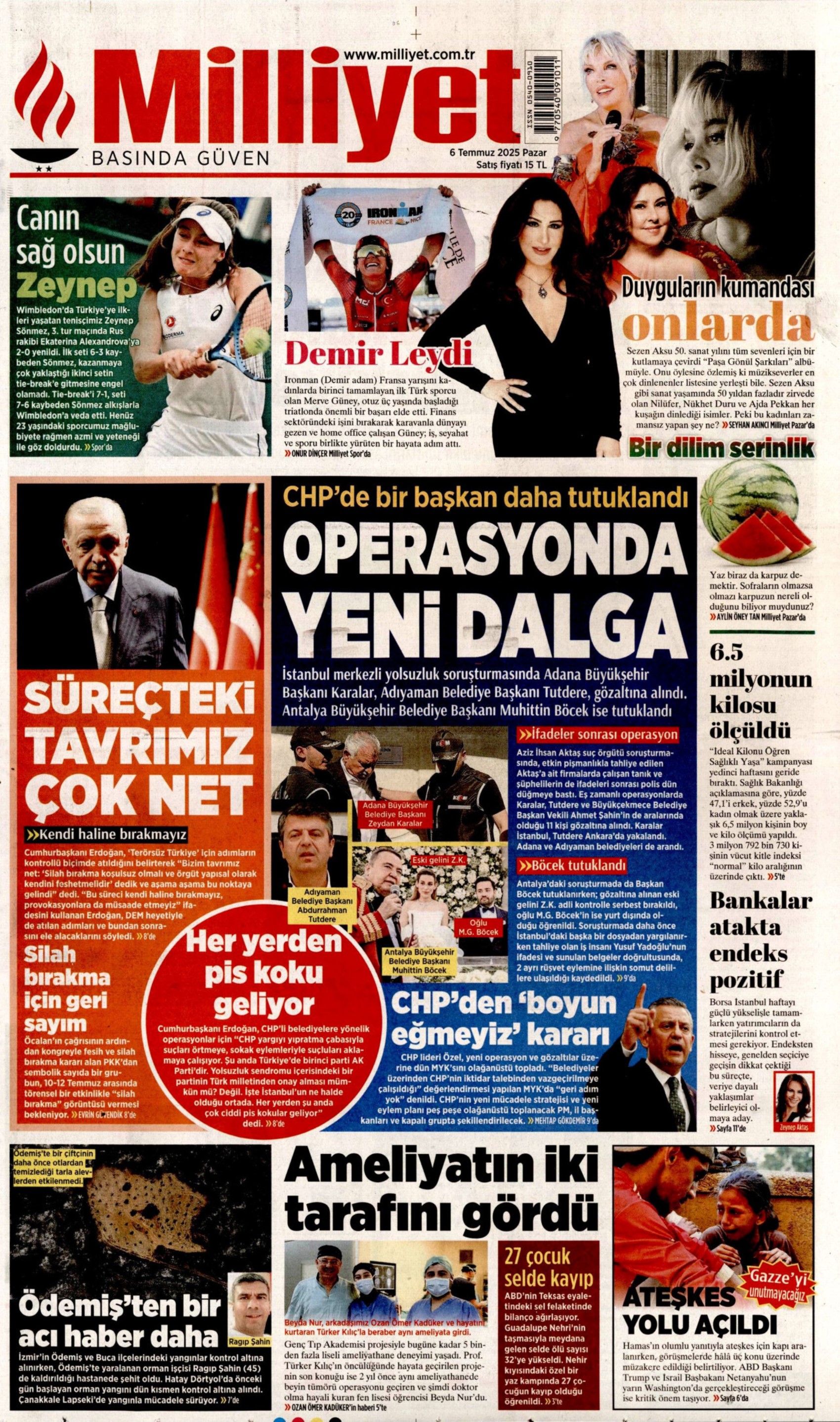 6 Temmuz 2025 gazete manşetleri: Gazeteler, CHP'li belediyelere şafak operasyonunu nasıl gördü?