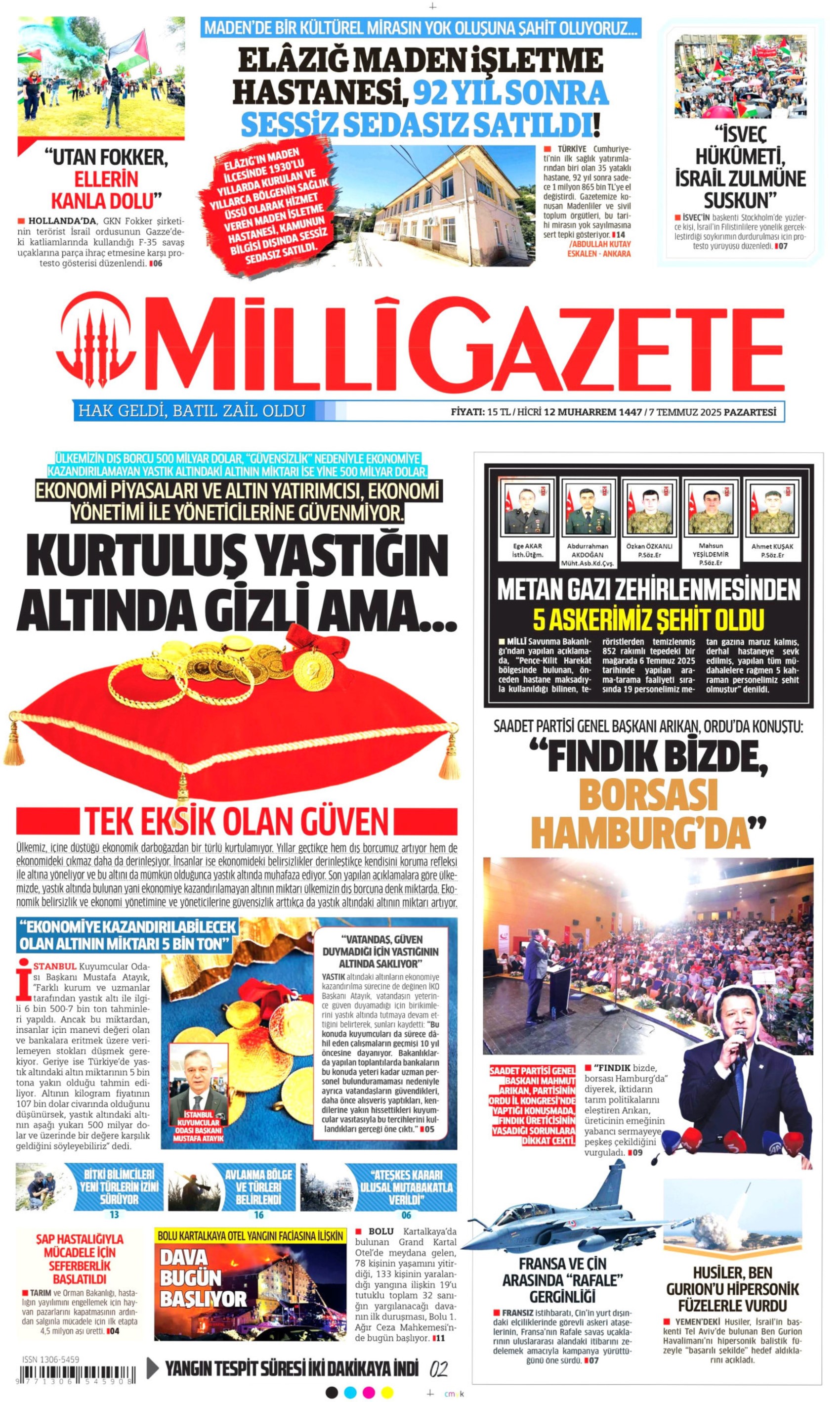 7 Temmuz 2025 gazete manşetleri