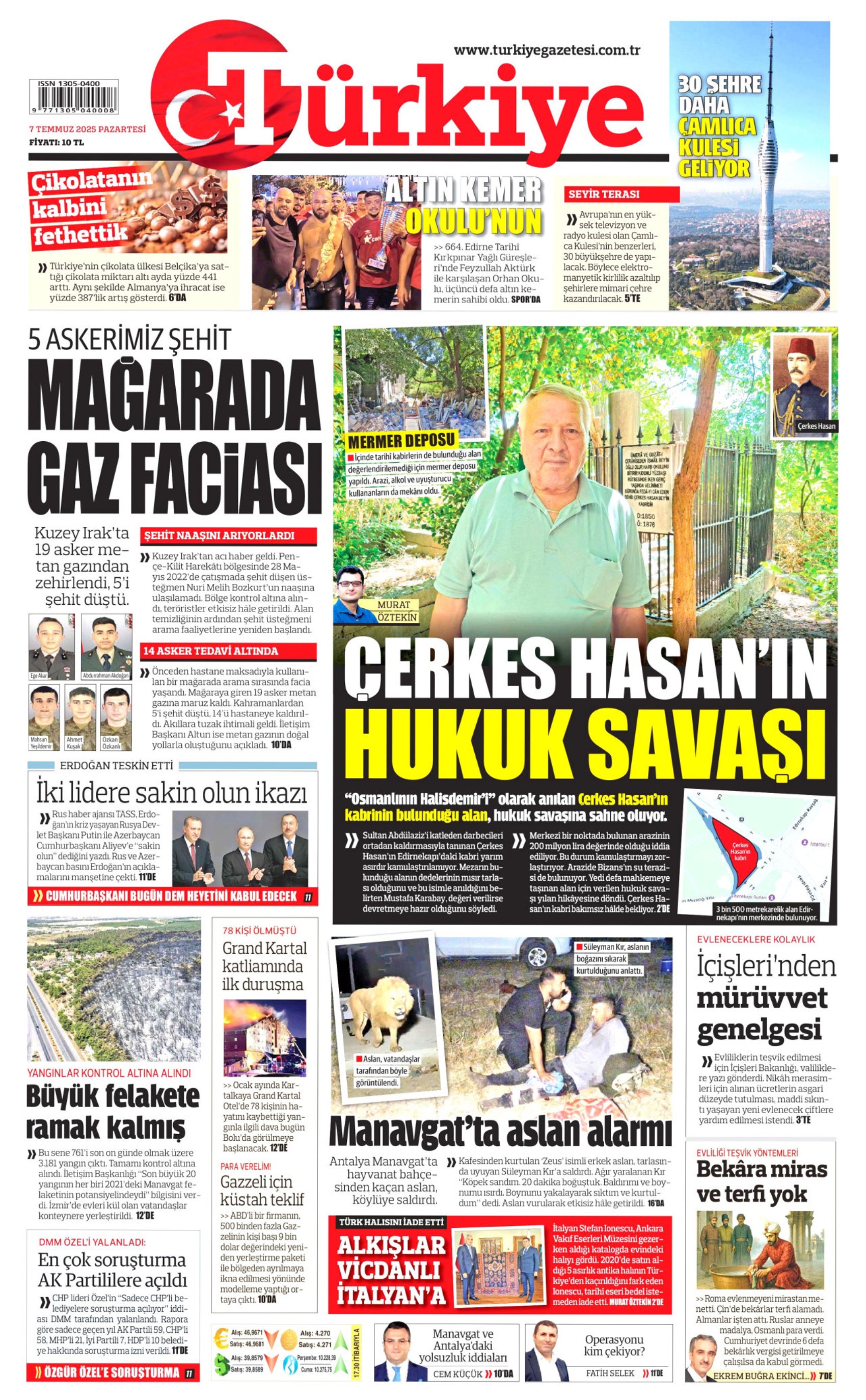 7 Temmuz 2025 gazete manşetleri