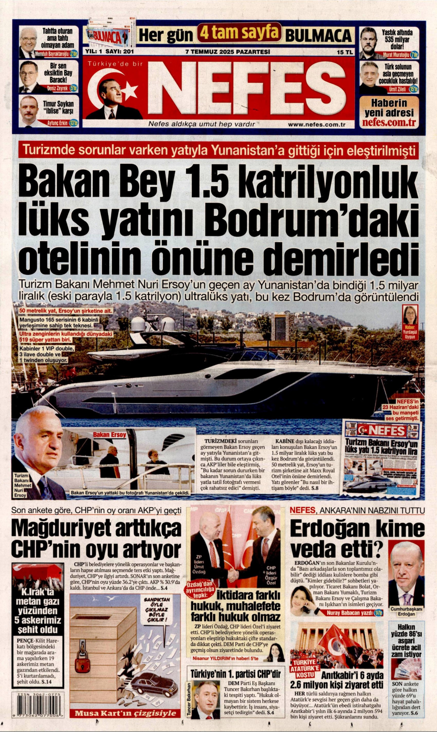 7 Temmuz 2025 gazete manşetleri