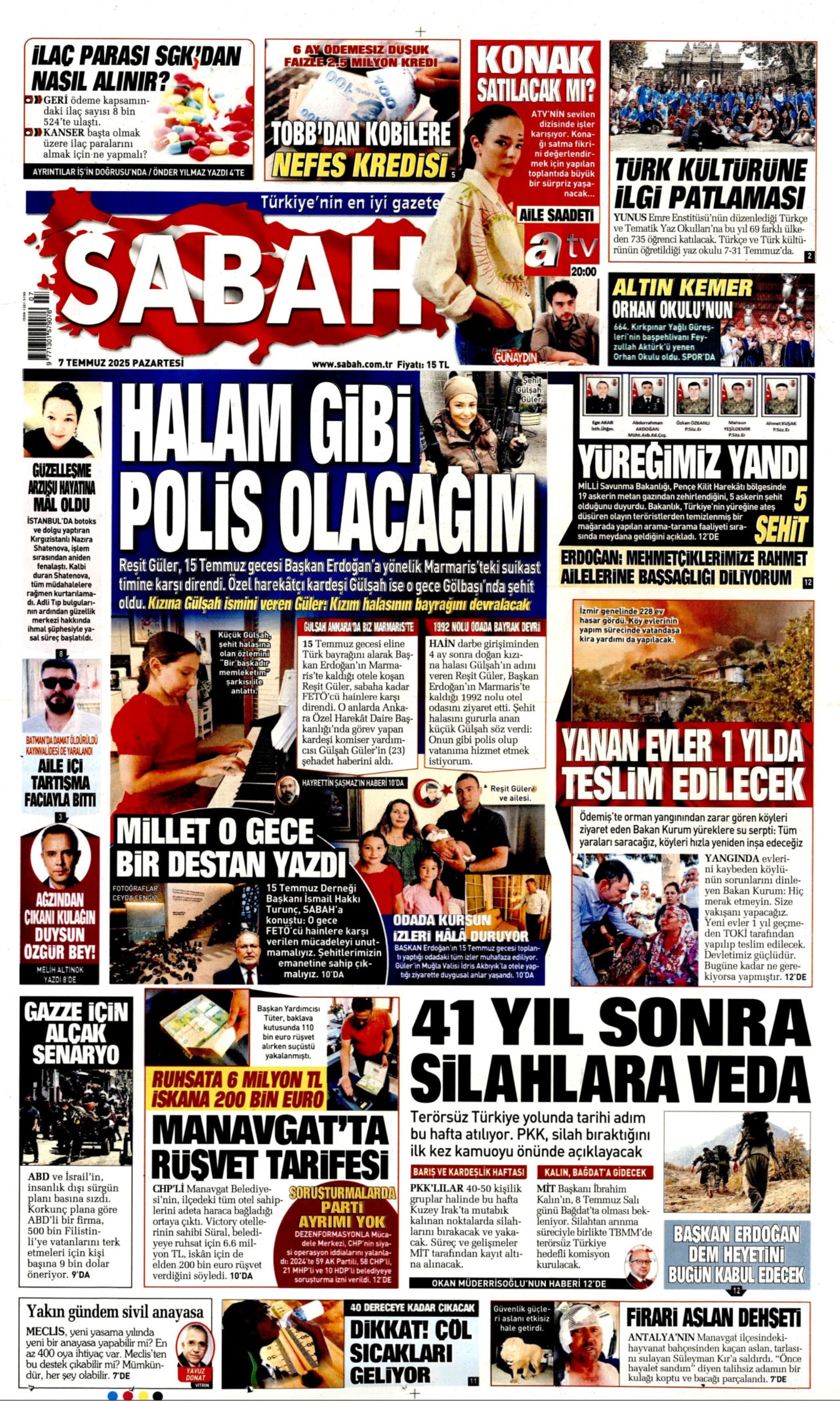 7 Temmuz 2025 gazete manşetleri