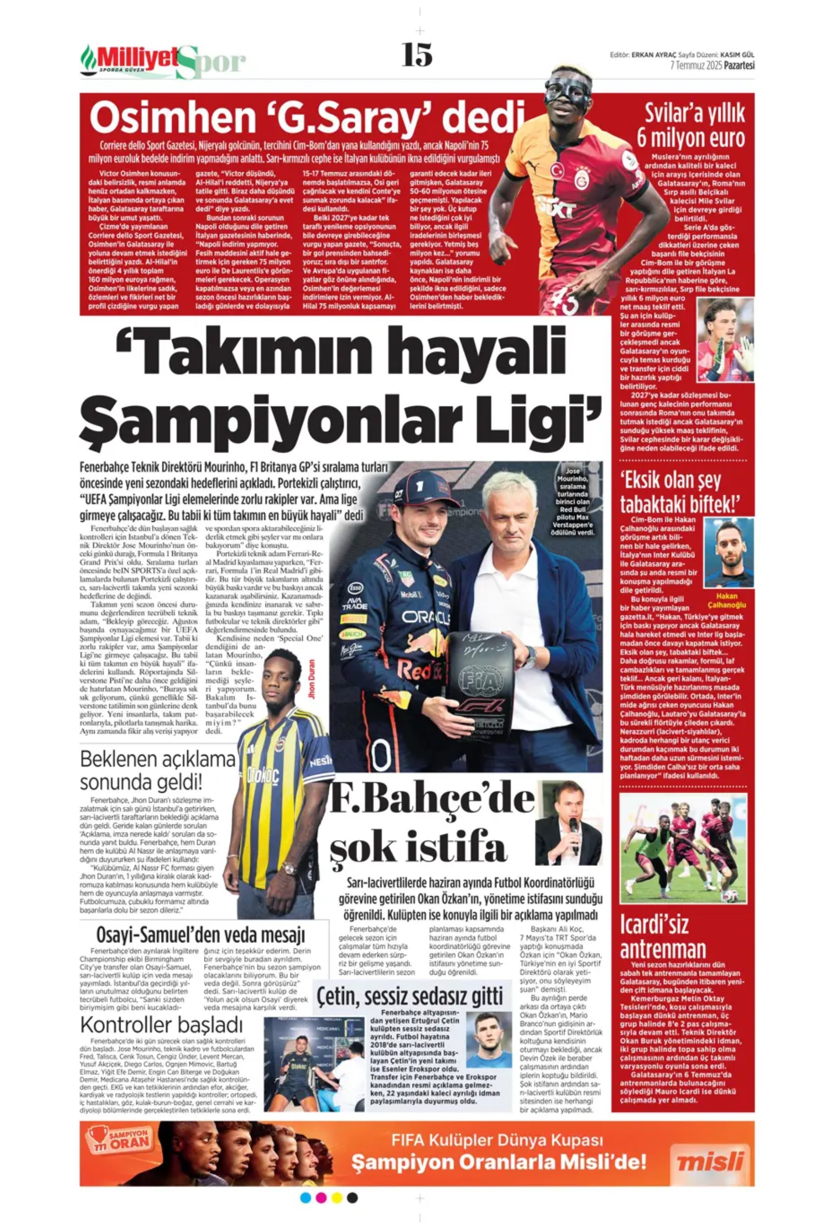 Sporda günün manşetleri: Victor Osimhen kararını verdi! Galatasaray'da kalacak mı?