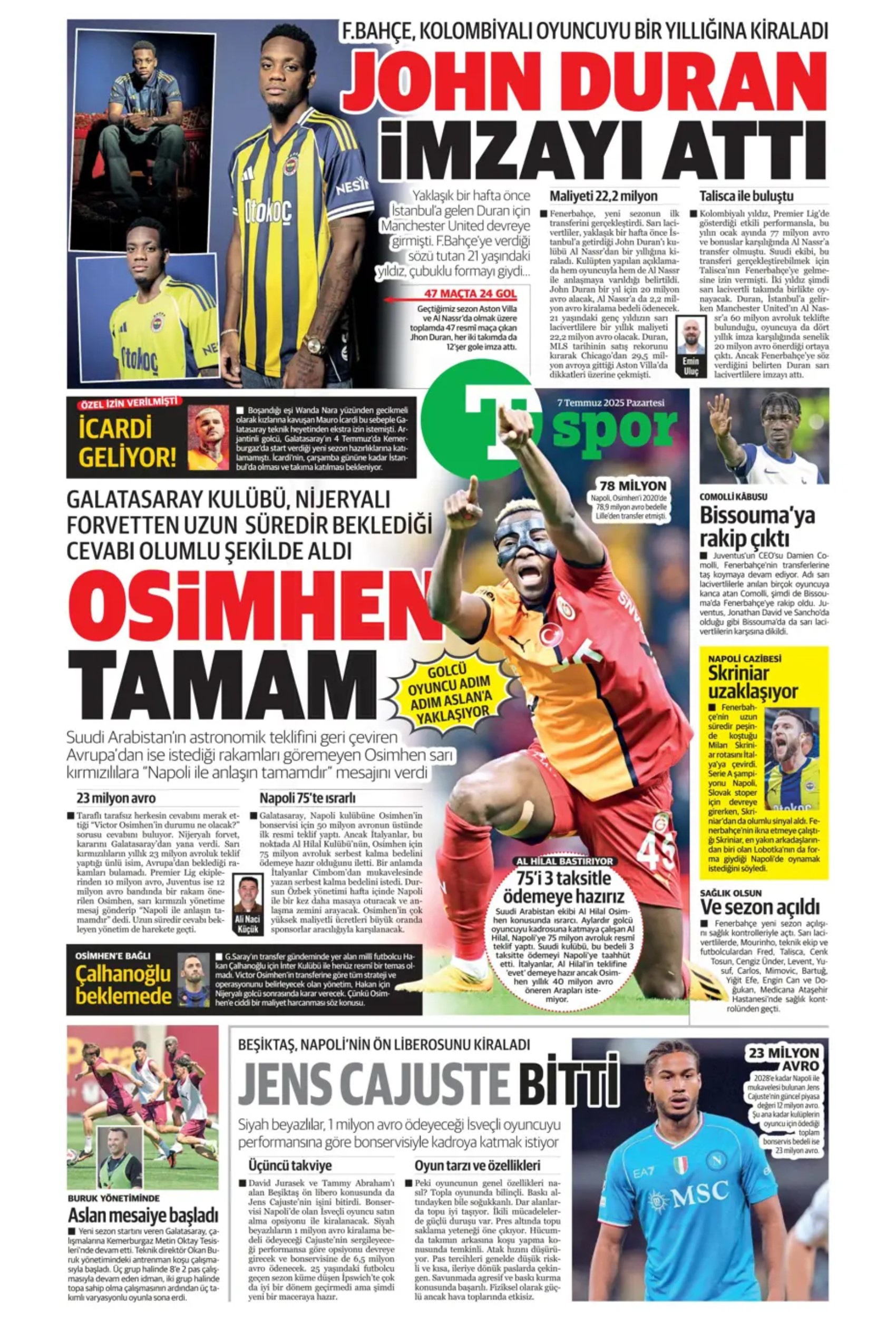 Sporda günün manşetleri: Victor Osimhen kararını verdi! Galatasaray'da kalacak mı?