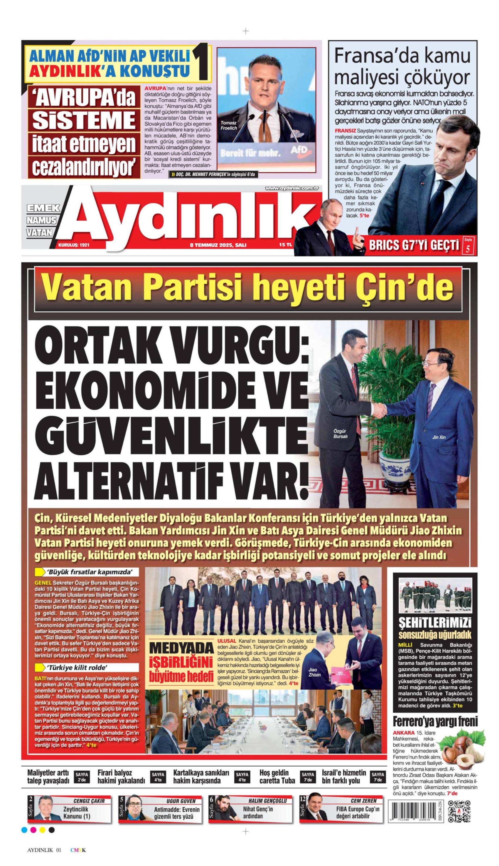 8 Temmuz 2025 gazete manşetleri: Gazeteler, Erdoğan-DEM Parti görüşmesini nasıl gördü?