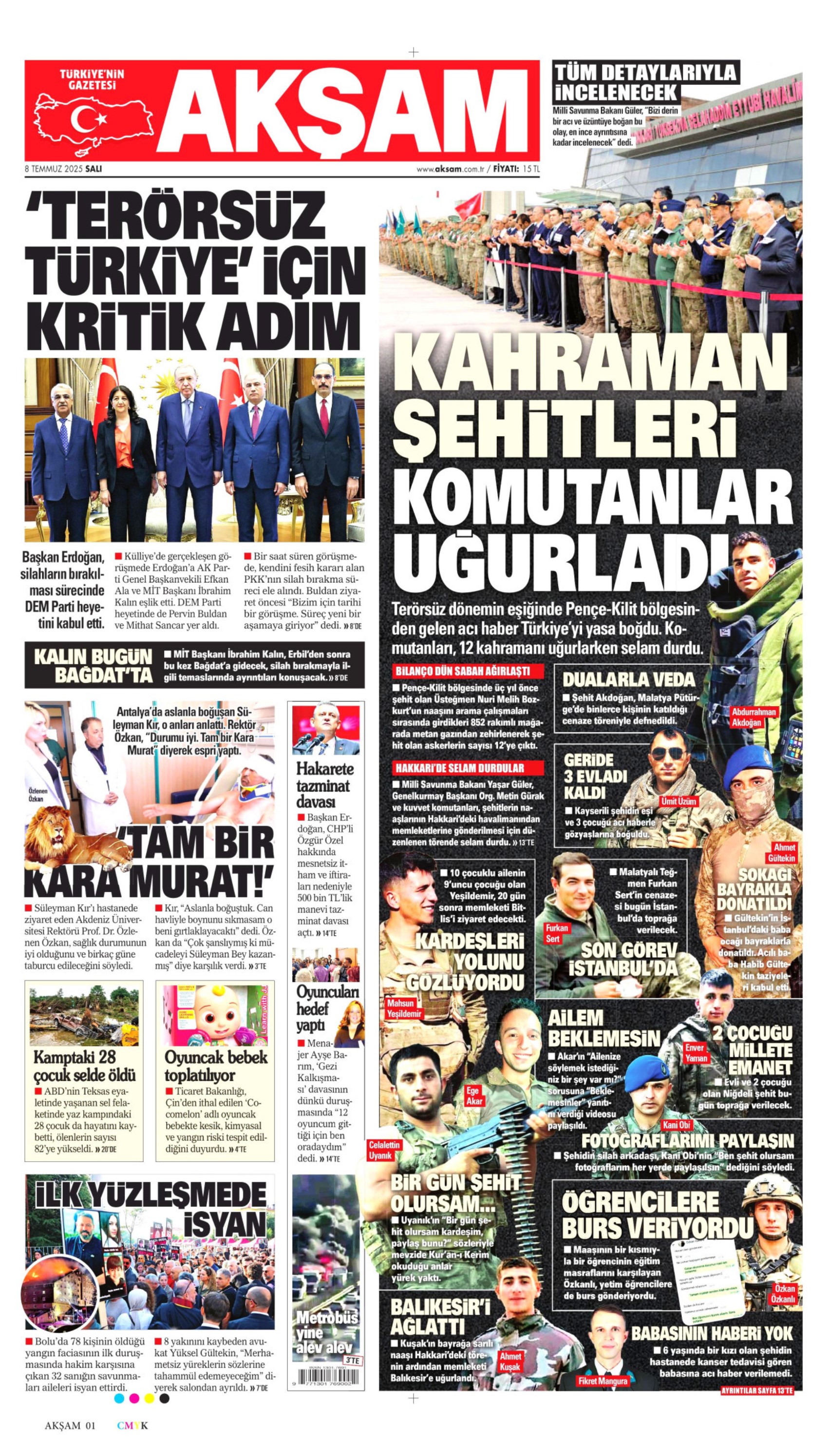 8 Temmuz 2025 gazete manşetleri: Gazeteler, Erdoğan-DEM Parti görüşmesini nasıl gördü?