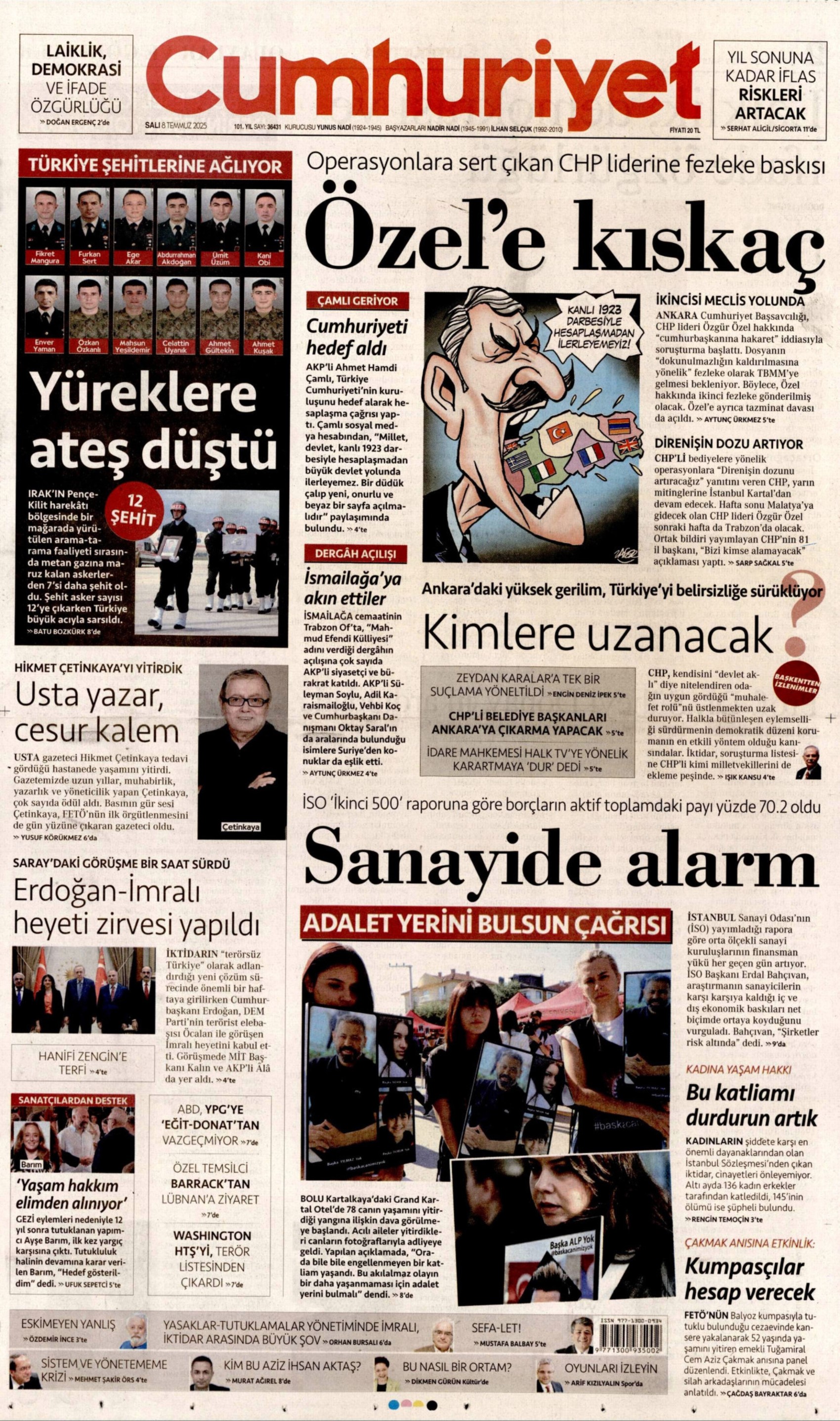 8 Temmuz 2025 gazete manşetleri: Gazeteler, Erdoğan-DEM Parti görüşmesini nasıl gördü?