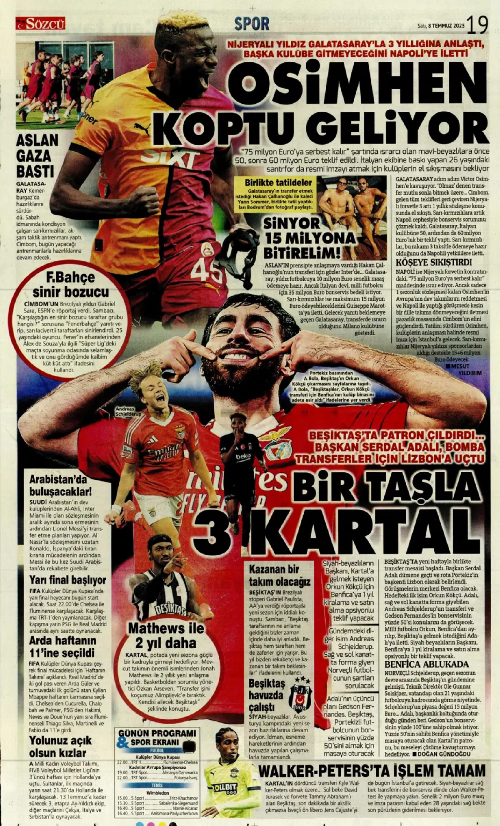Sporda günün manşetleri... Osimhen koptu geliyor, Çalhanoğlu transferinde sıcak saatler: Beşiktaş'tan Lizbon çıkarması