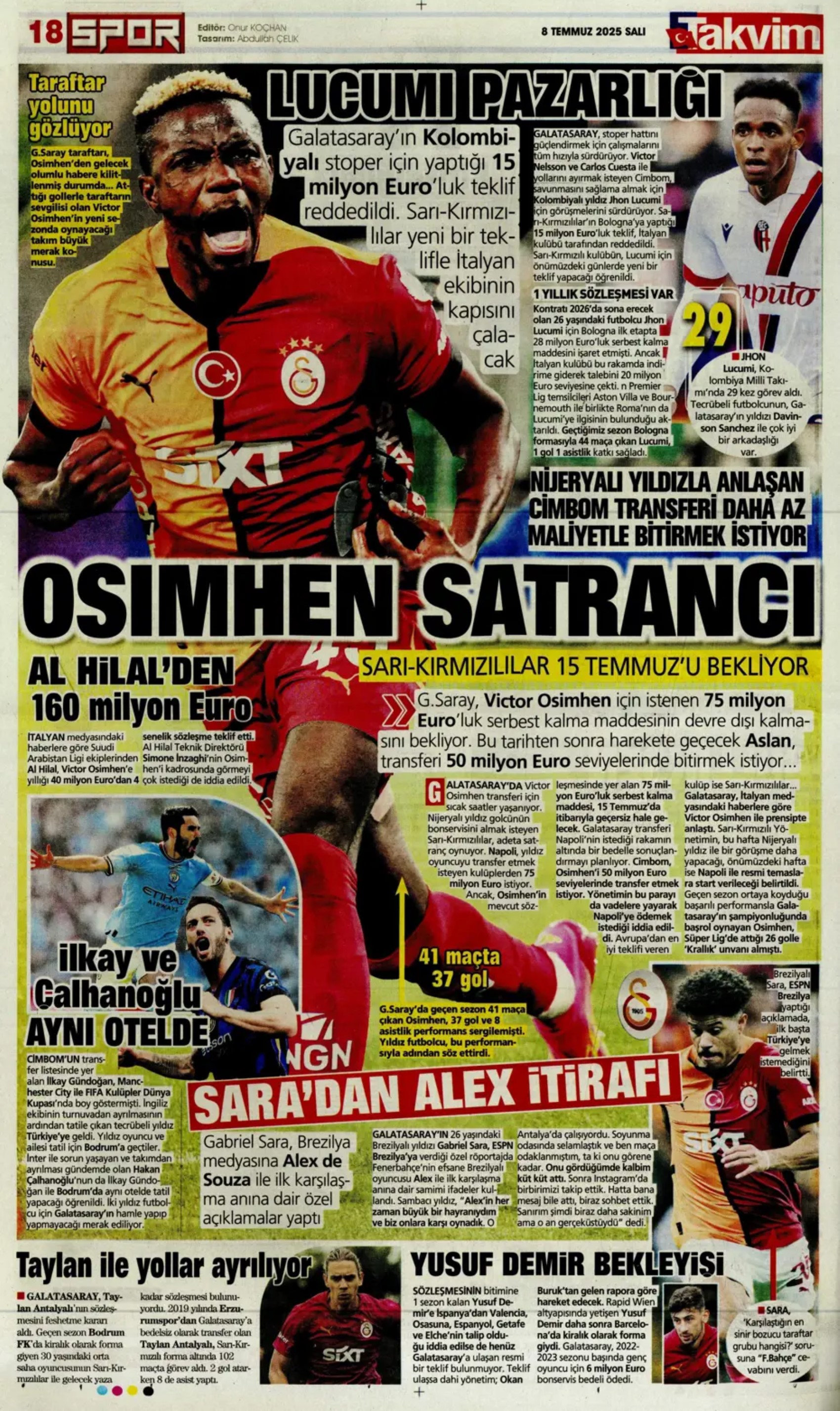 Sporda günün manşetleri... Osimhen koptu geliyor, Çalhanoğlu transferinde sıcak saatler: Beşiktaş'tan Lizbon çıkarması