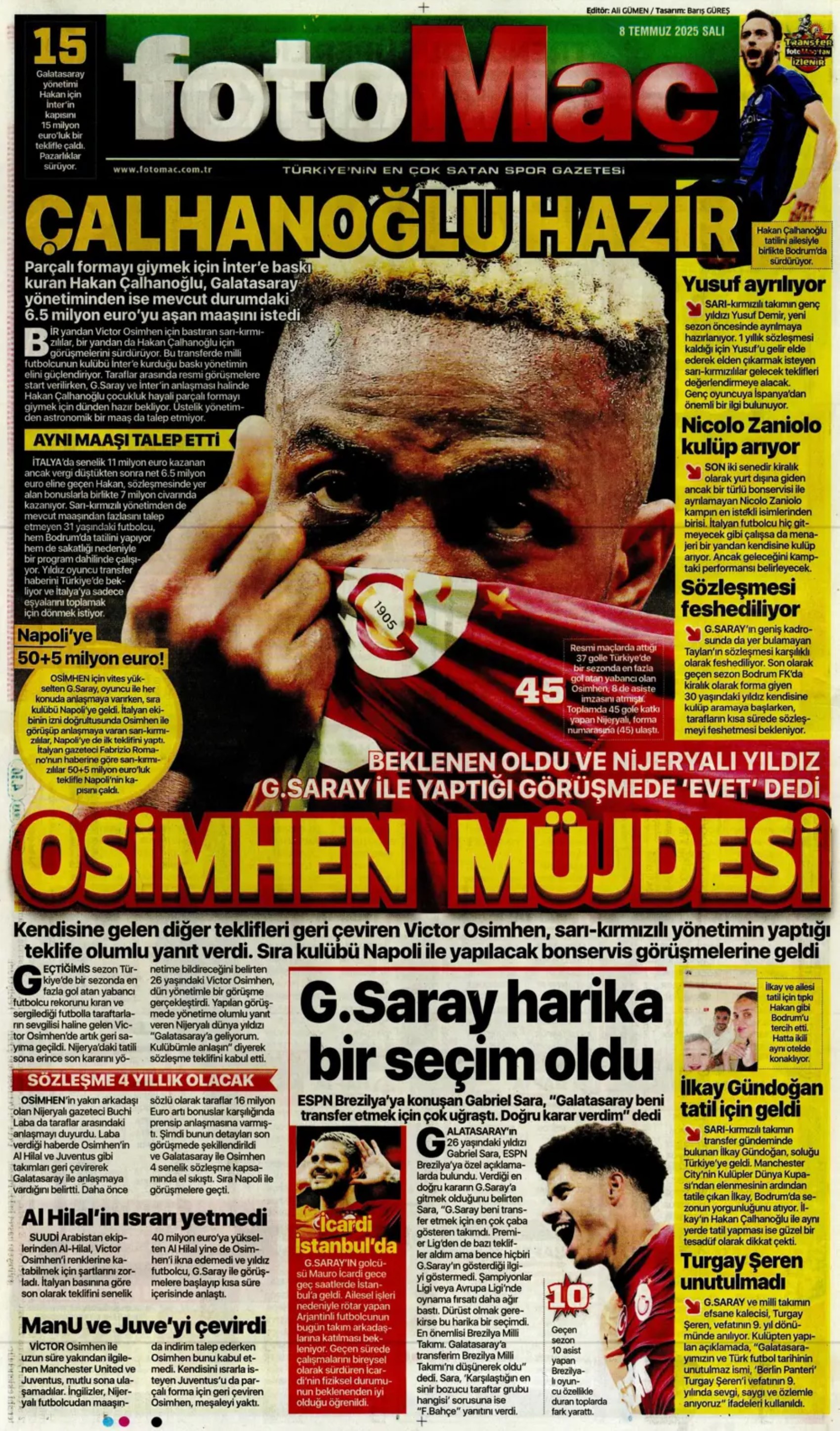 Sporda günün manşetleri... Osimhen koptu geliyor, Çalhanoğlu transferinde sıcak saatler: Beşiktaş'tan Lizbon çıkarması