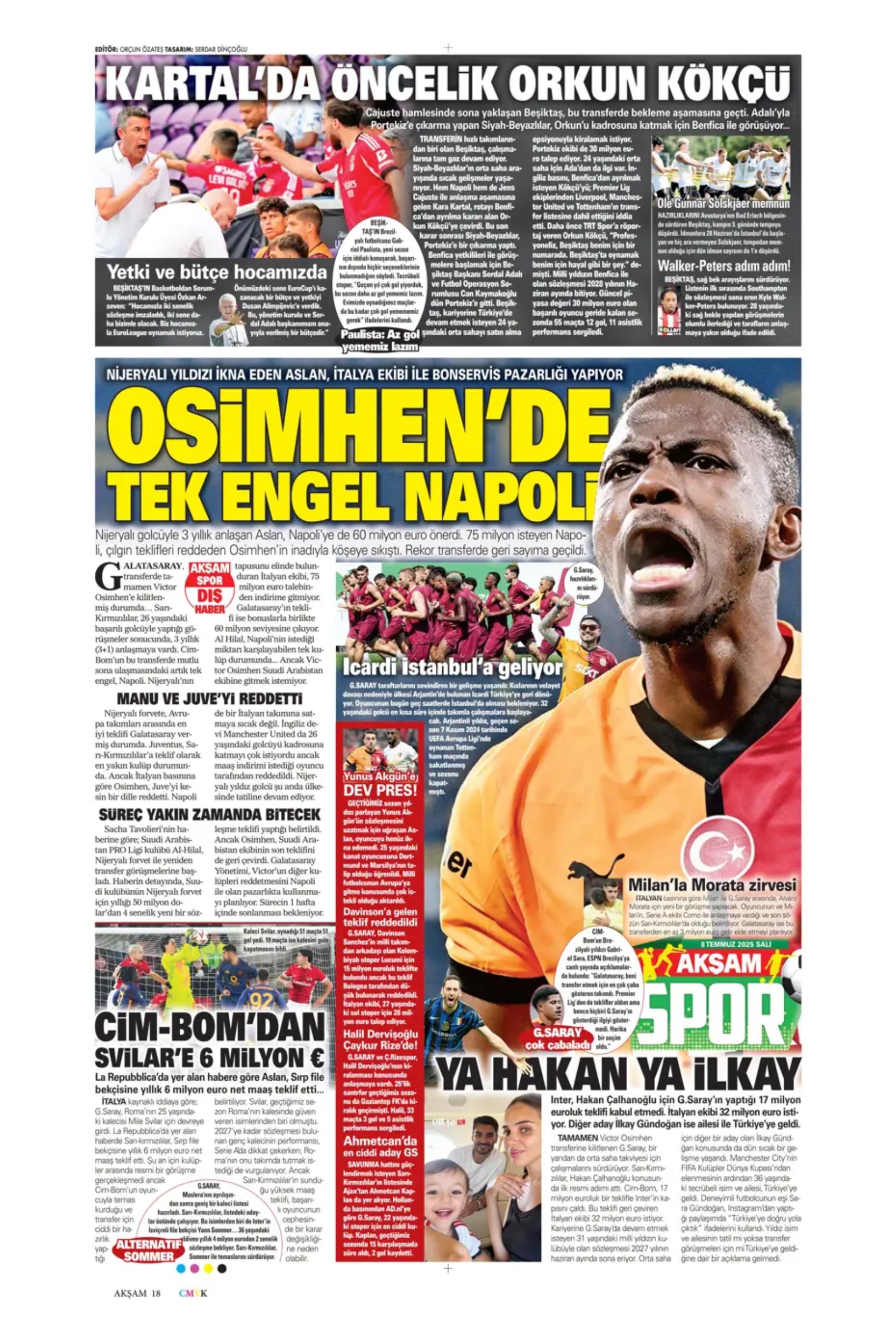 Sporda günün manşetleri... Osimhen koptu geliyor, Çalhanoğlu transferinde sıcak saatler: Beşiktaş'tan Lizbon çıkarması