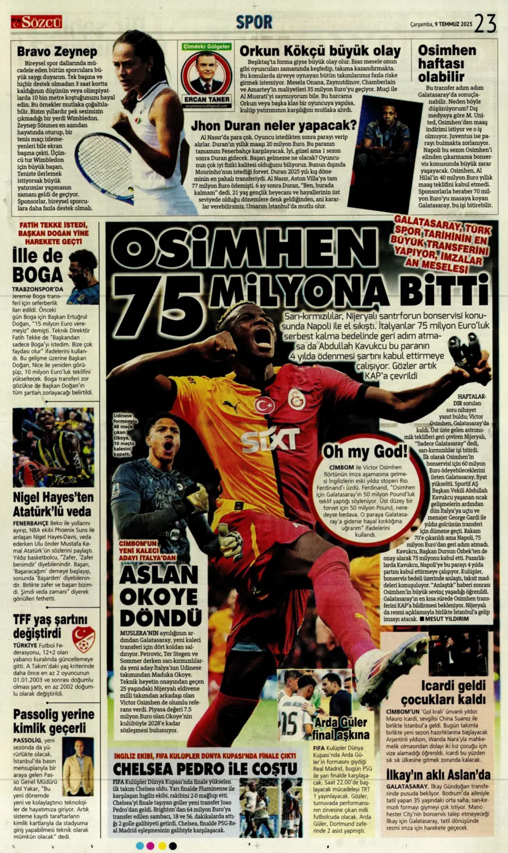 Sporda günün manşetleri: Fenerbahçe'den ezeli rakibine transfer çalımı!