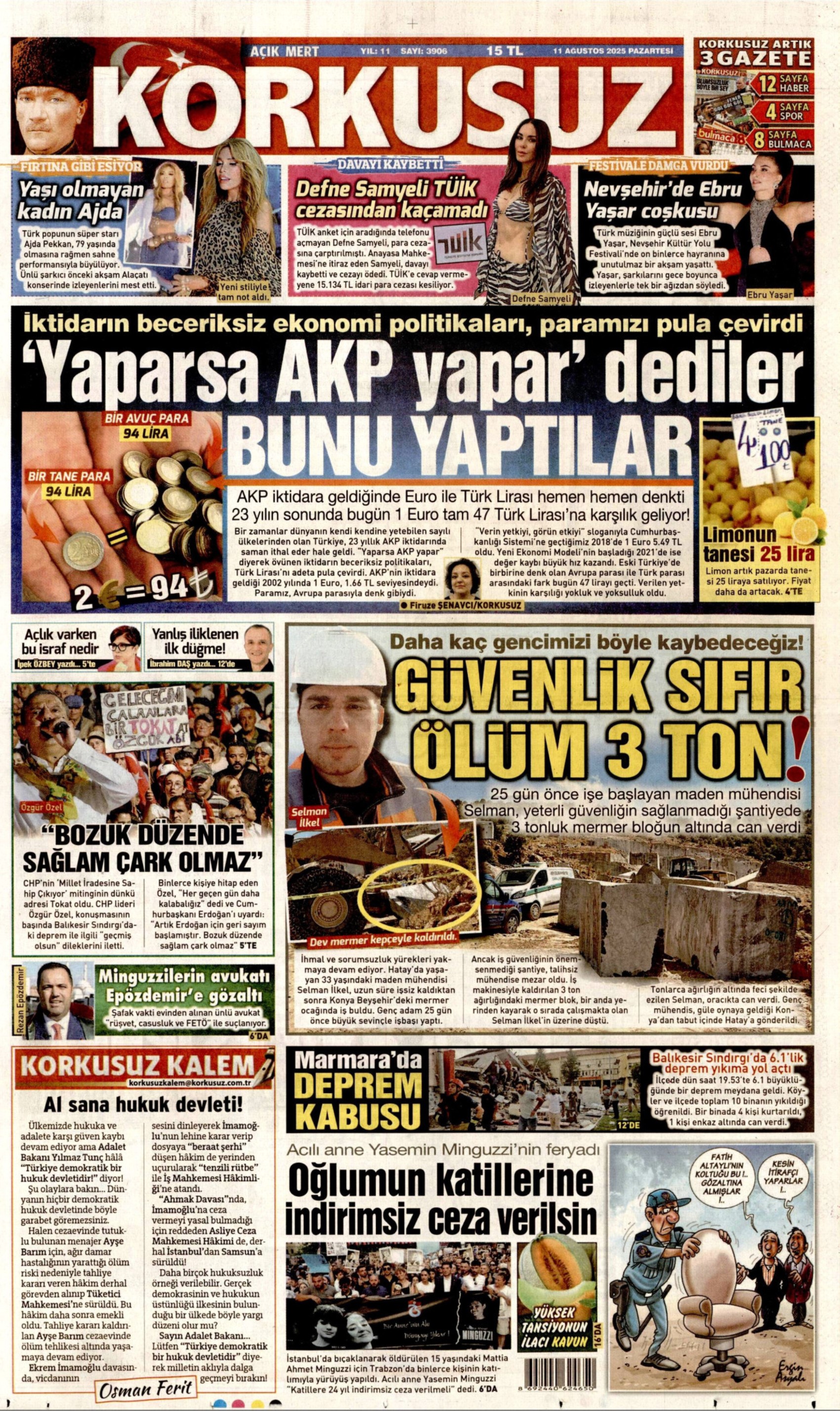 11 Ağustos 2025 gazete manşetleri: Gazeteler, Balıkesir depremini nasıl gördü?