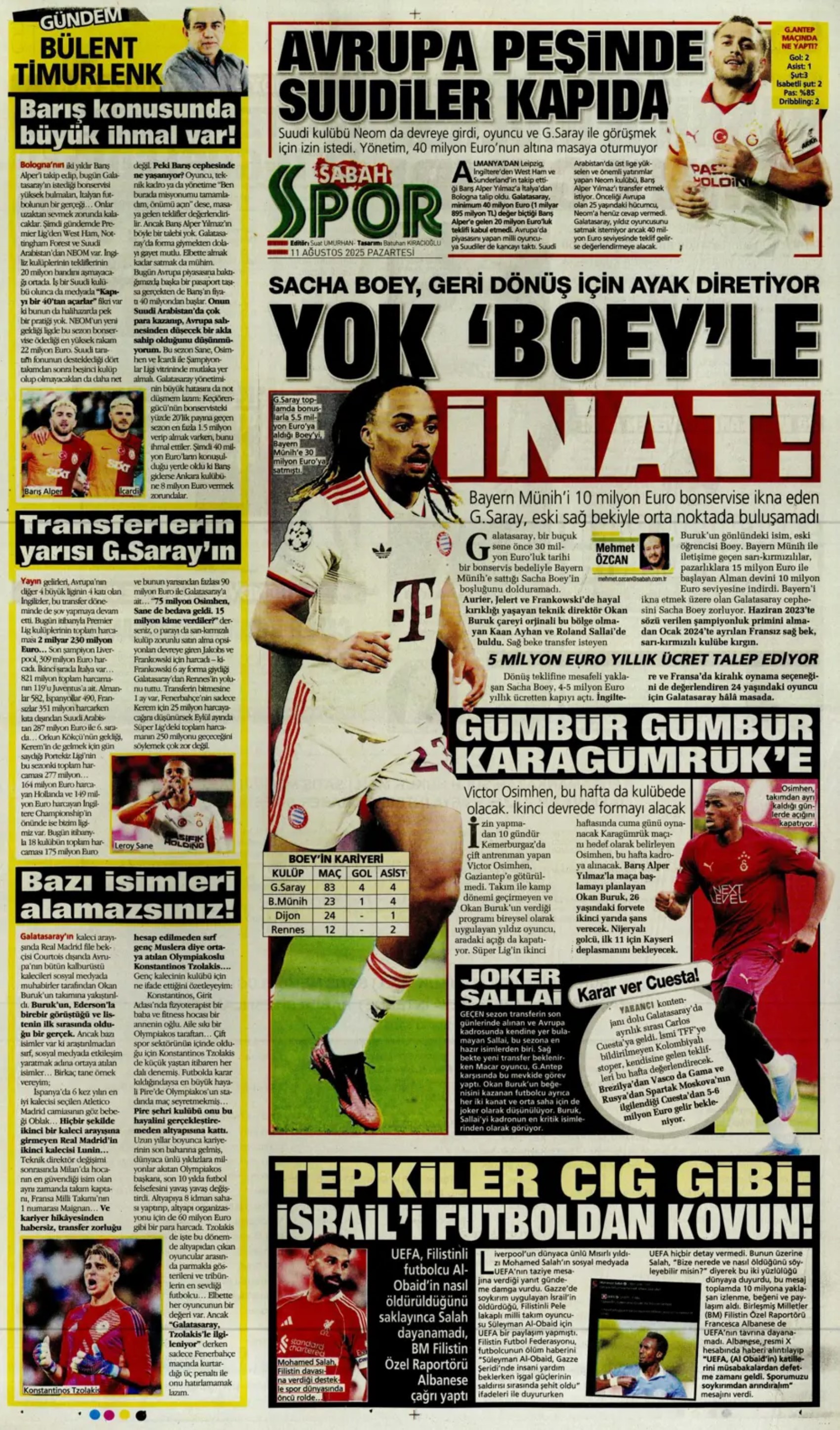 Sporda günün manşetleri... Kerem'in imza atacağı tarih netleşti: Galatasaray'a Boey piyangosu