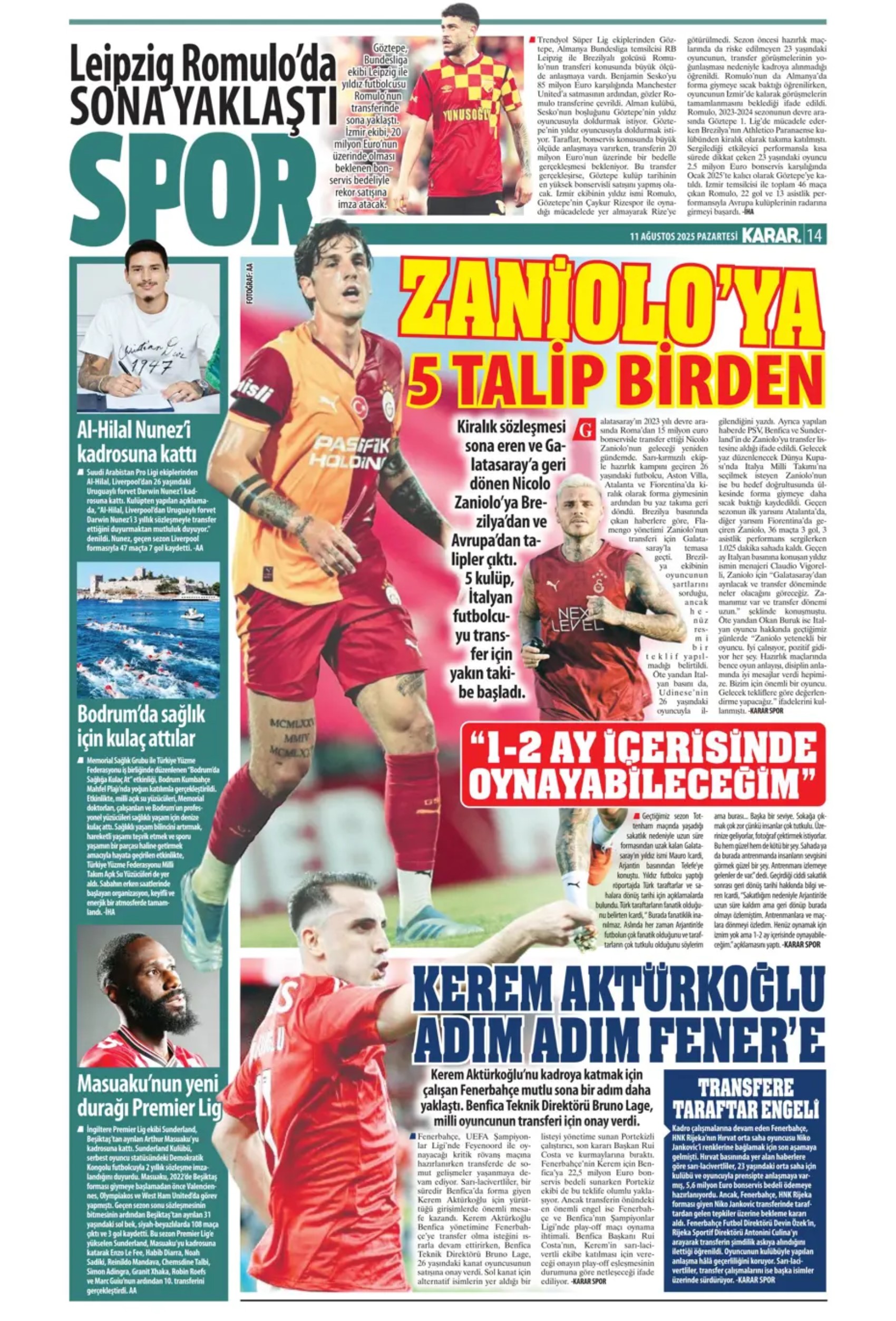 Sporda günün manşetleri... Kerem'in imza atacağı tarih netleşti: Galatasaray'a Boey piyangosu