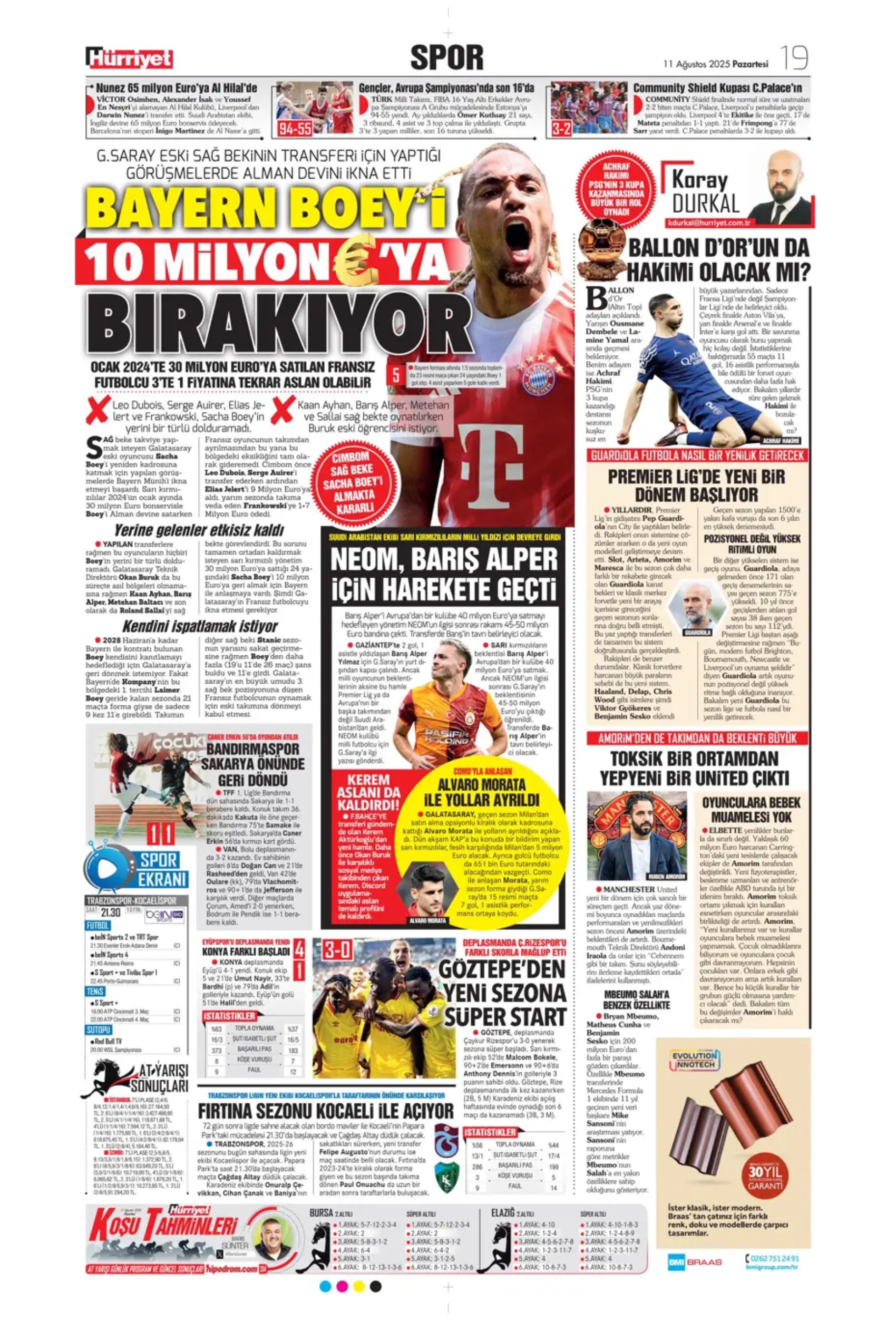Sporda günün manşetleri... Kerem'in imza atacağı tarih netleşti: Galatasaray'a Boey piyangosu