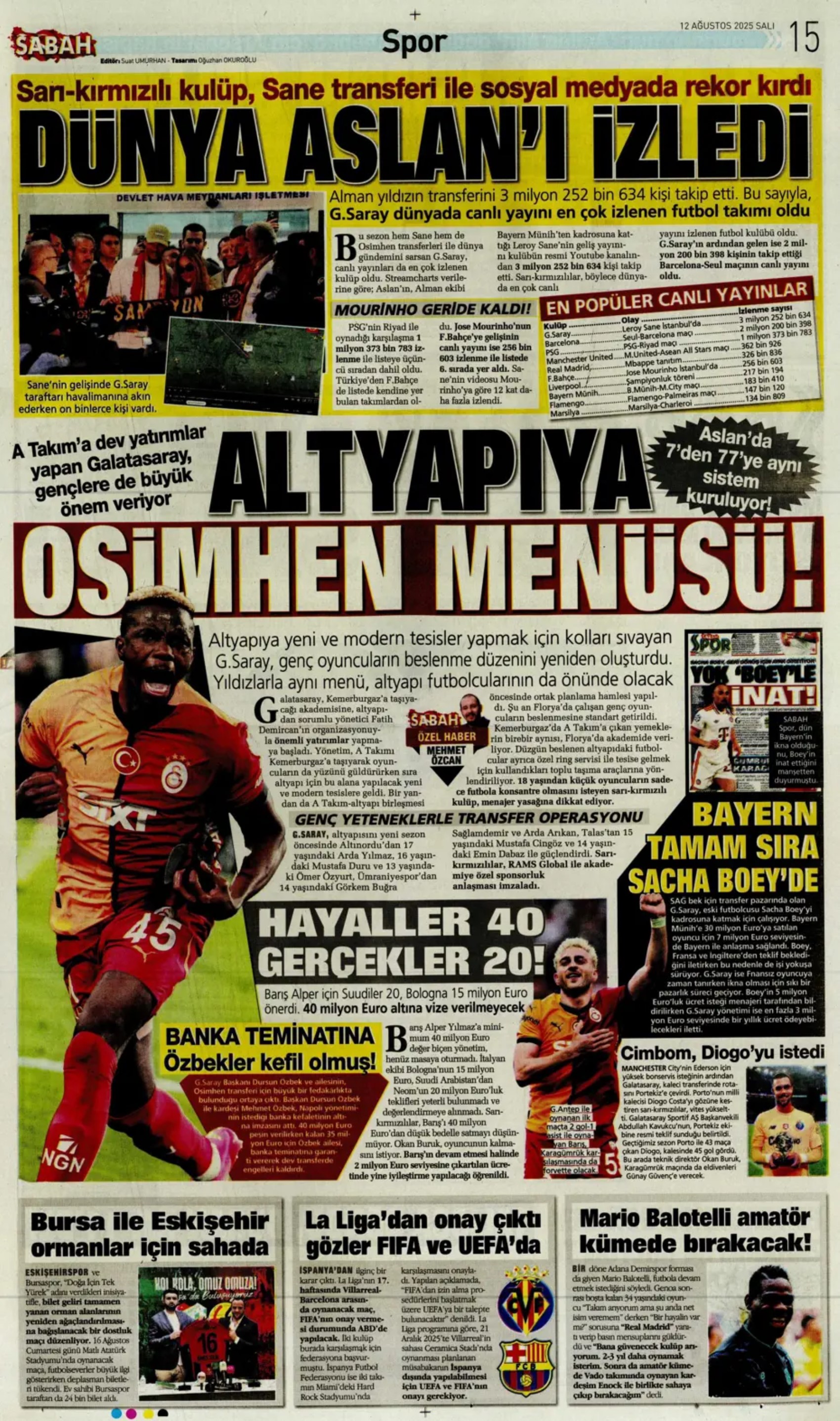 Sporda günün manşetleri... Kerem Aktürkoğlu için devreye girdi: Zinchenko geliyor!