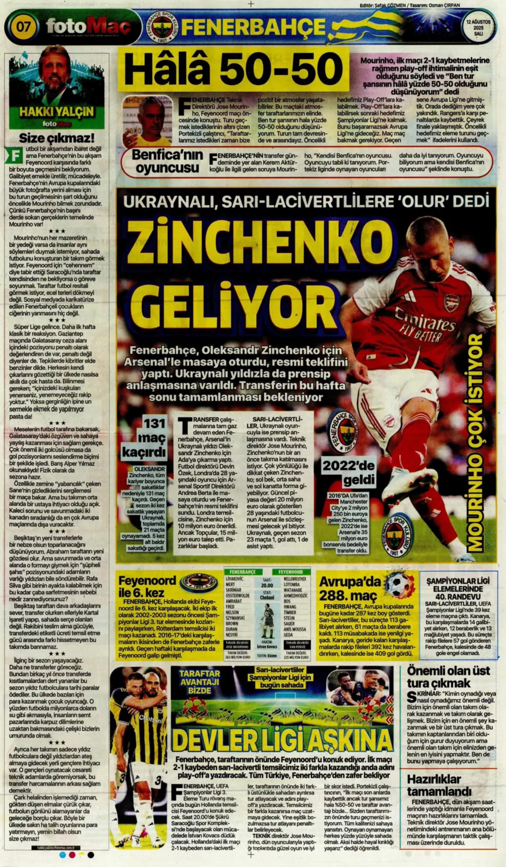Sporda günün manşetleri... Kerem Aktürkoğlu için devreye girdi: Zinchenko geliyor!
