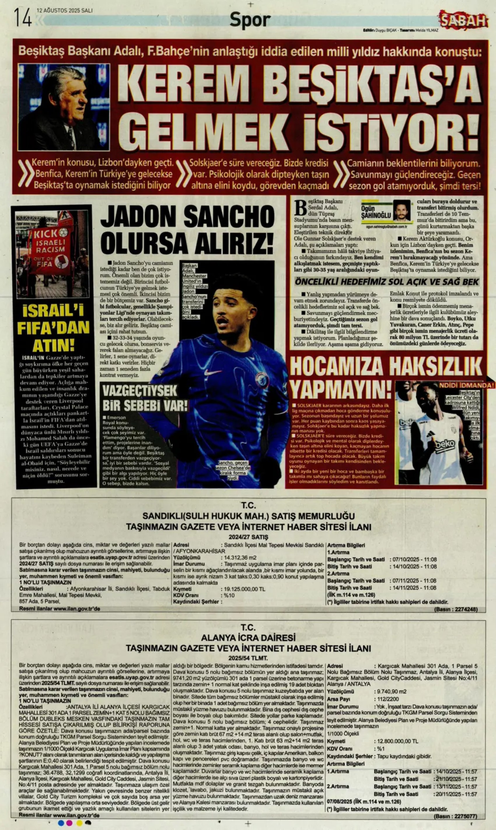 Sporda günün manşetleri... Kerem Aktürkoğlu için devreye girdi: Zinchenko geliyor!