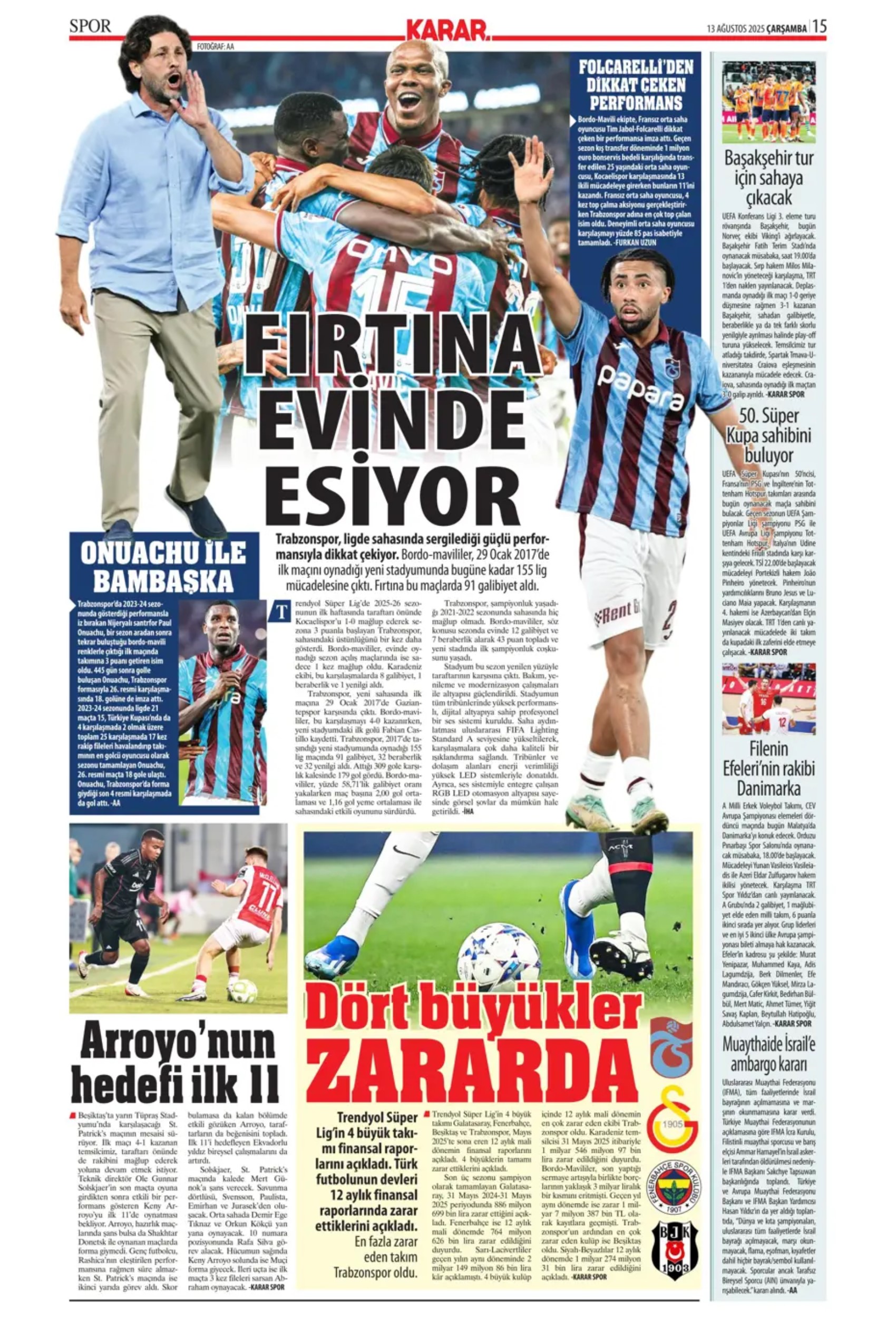 Sporda günün manşetleri: Fenerbahçe Kadıköy'de şov yaptı, kasası da doldu