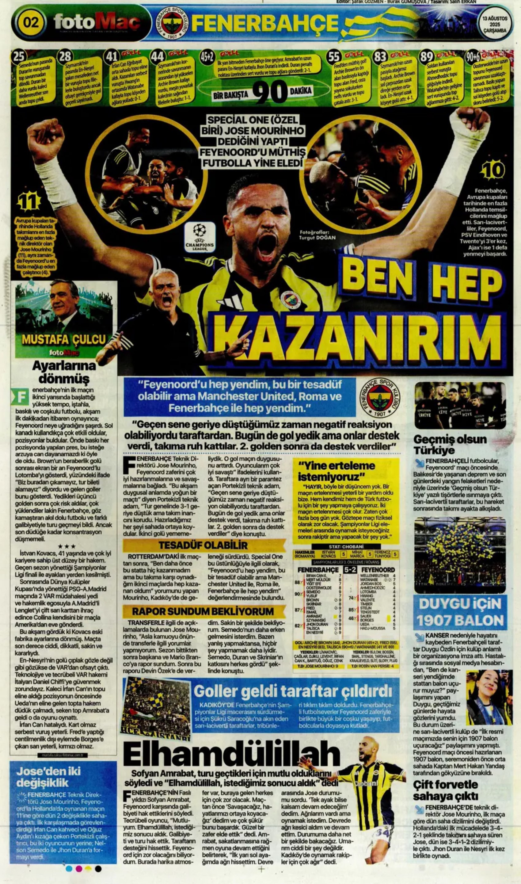 Sporda günün manşetleri: Fenerbahçe Kadıköy'de şov yaptı, kasası da doldu