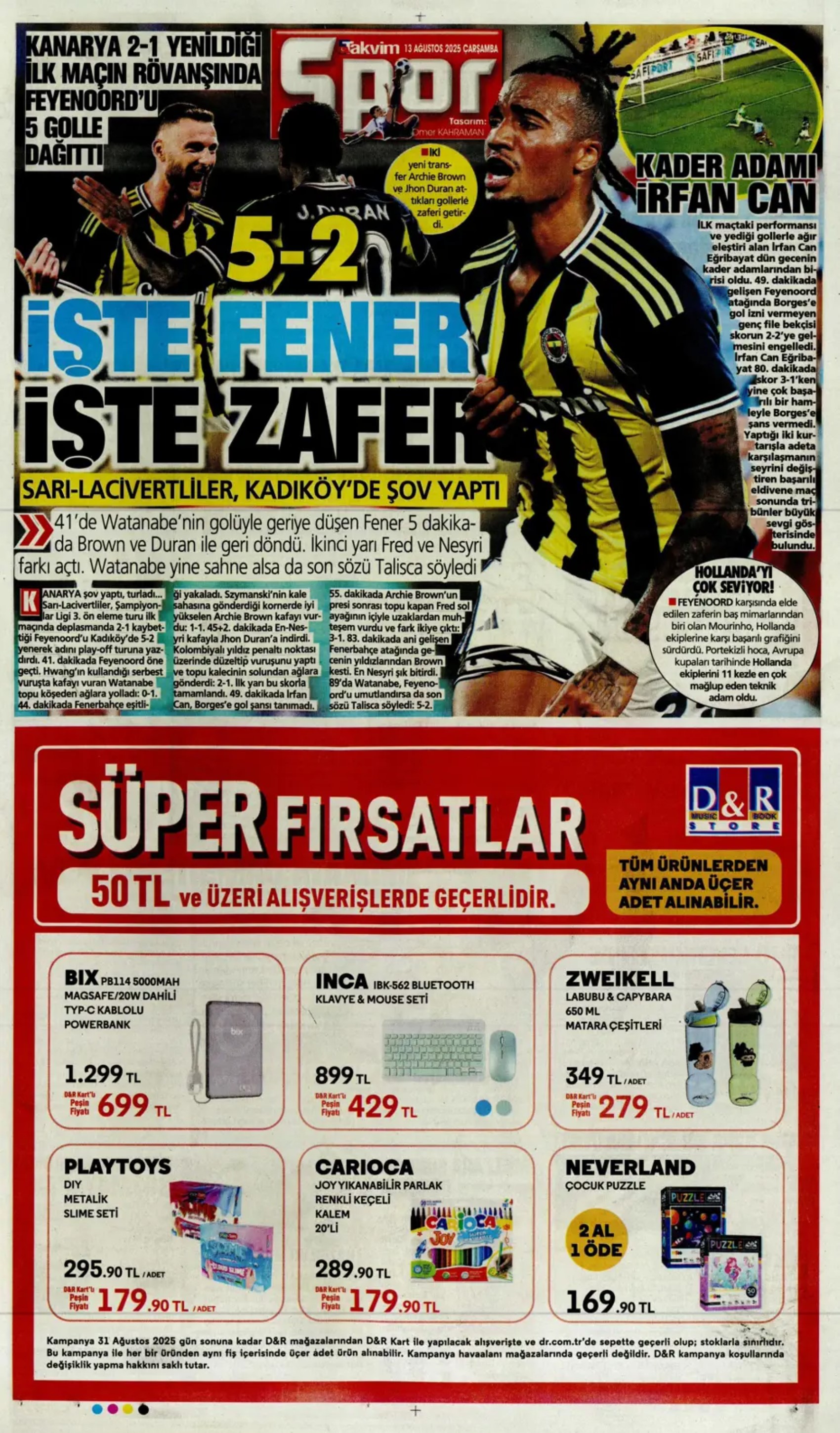 Sporda günün manşetleri: Fenerbahçe Kadıköy'de şov yaptı, kasası da doldu