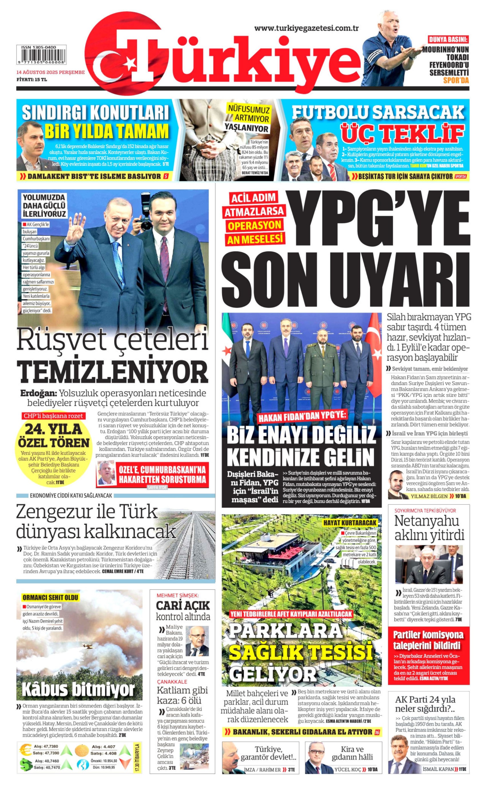 14 Ağustos 2025 gazete manşetleri: Gazeteler, Özlem Çerçioğlu'nun AKP'ye transferini nasıl gördü?