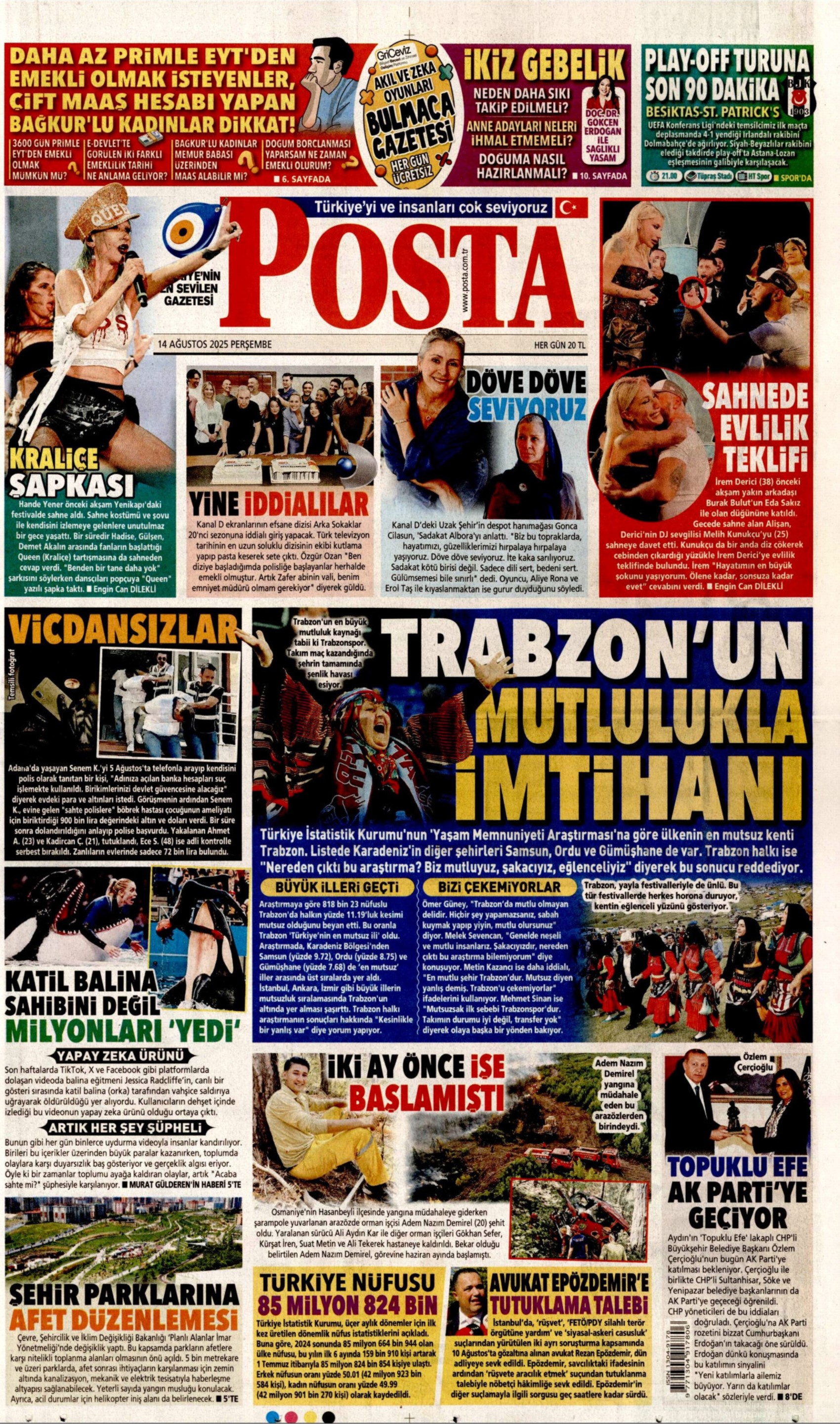 14 Ağustos 2025 gazete manşetleri: Gazeteler, Özlem Çerçioğlu'nun AKP'ye transferini nasıl gördü?