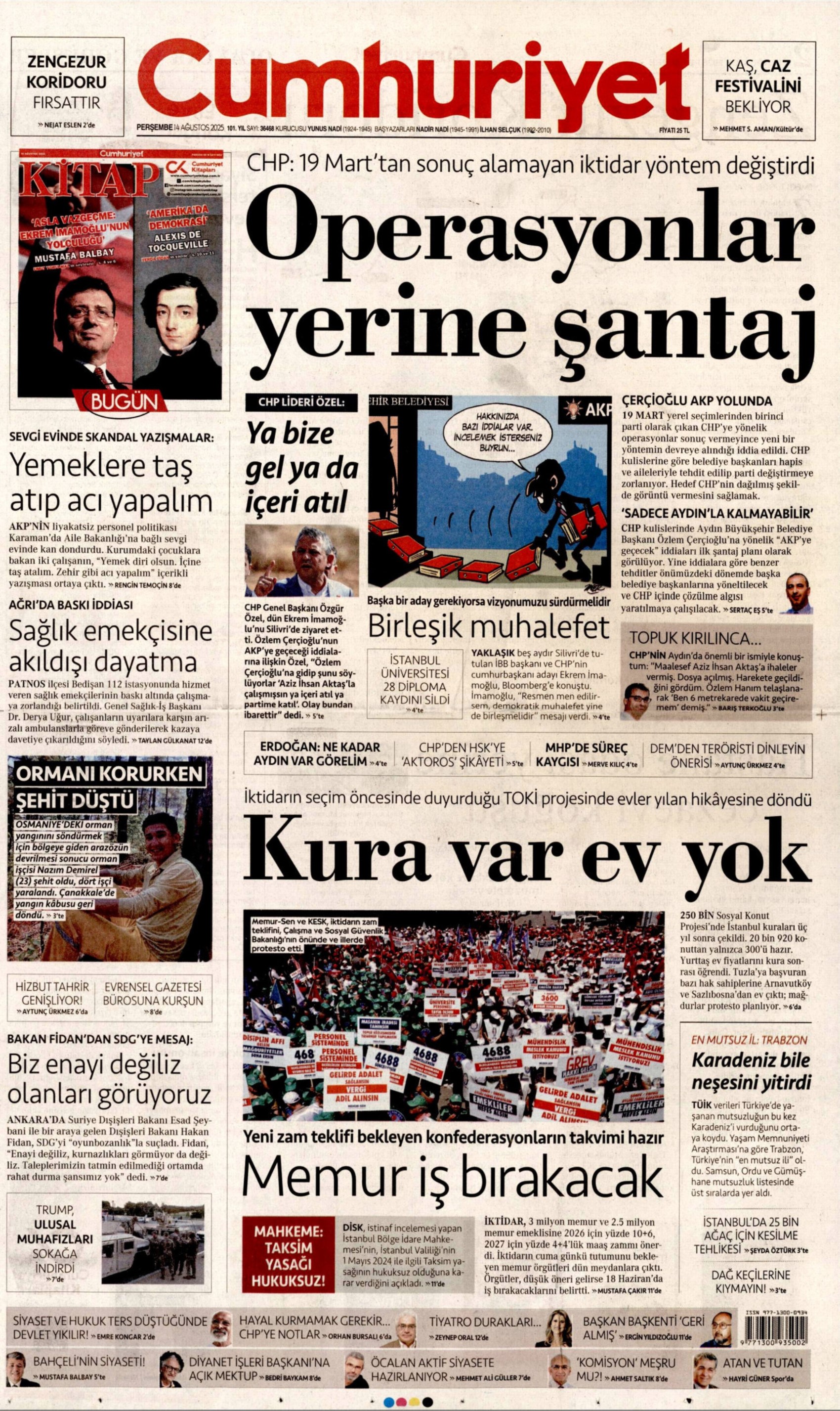 14 Ağustos 2025 gazete manşetleri: Gazeteler, Özlem Çerçioğlu'nun AKP'ye transferini nasıl gördü?