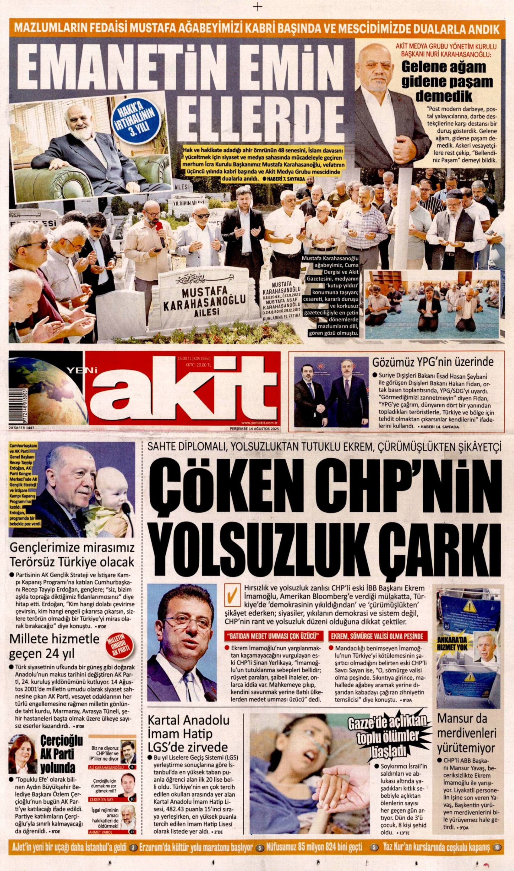 14 Ağustos 2025 gazete manşetleri: Gazeteler, Özlem Çerçioğlu'nun AKP'ye transferini nasıl gördü?