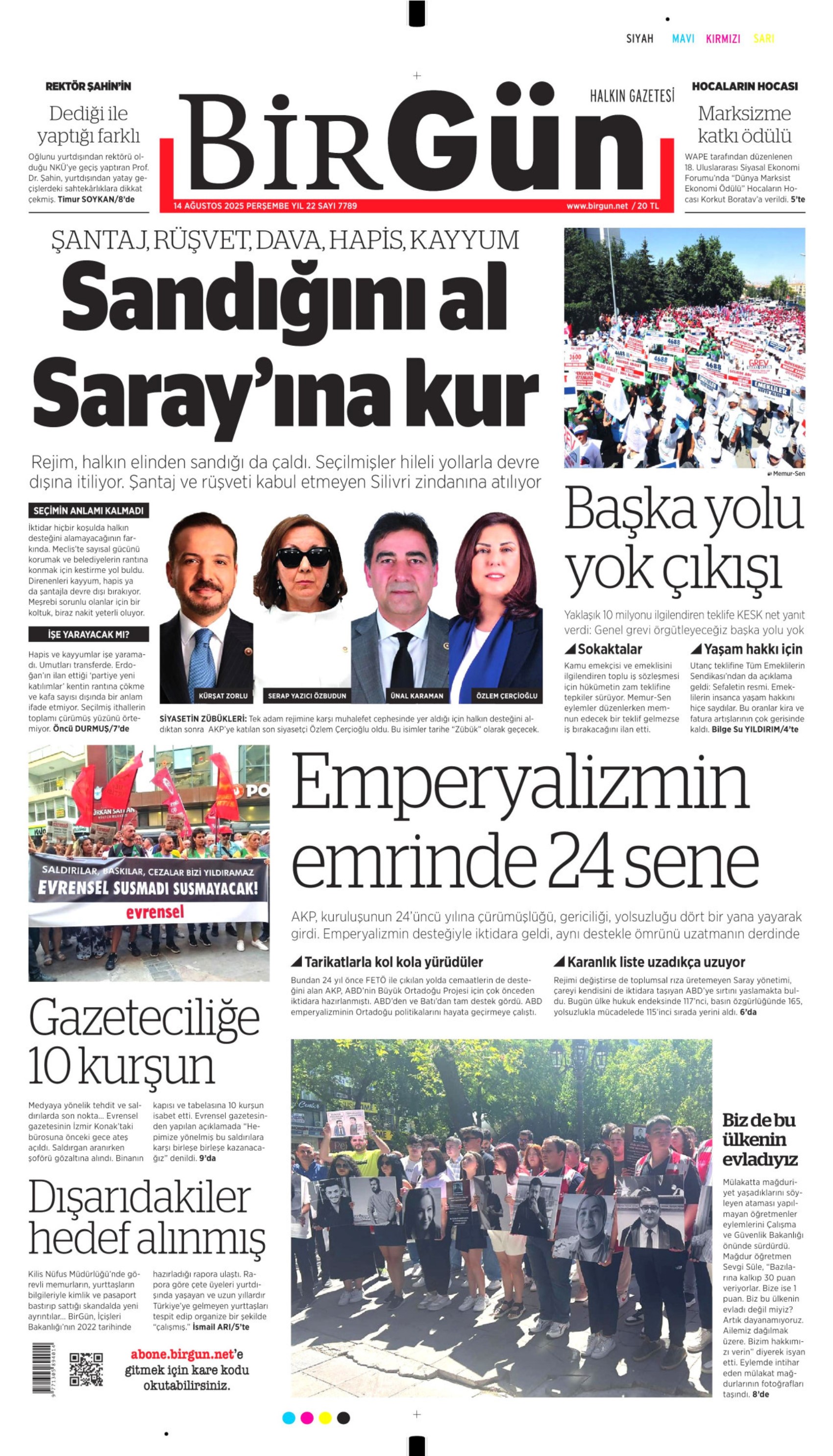 14 Ağustos 2025 gazete manşetleri: Gazeteler, Özlem Çerçioğlu'nun AKP'ye transferini nasıl gördü?