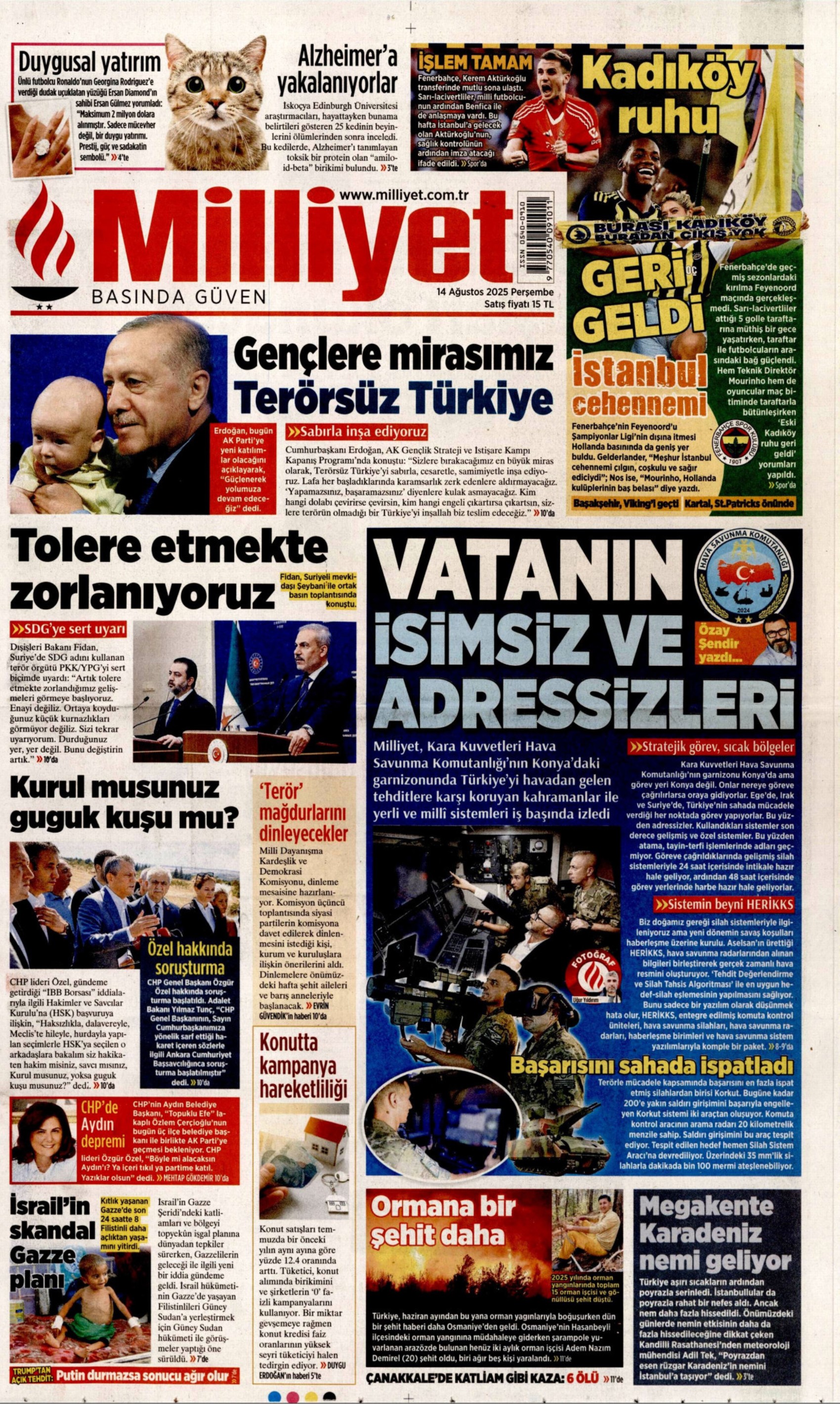 14 Ağustos 2025 gazete manşetleri: Gazeteler, Özlem Çerçioğlu'nun AKP'ye transferini nasıl gördü?