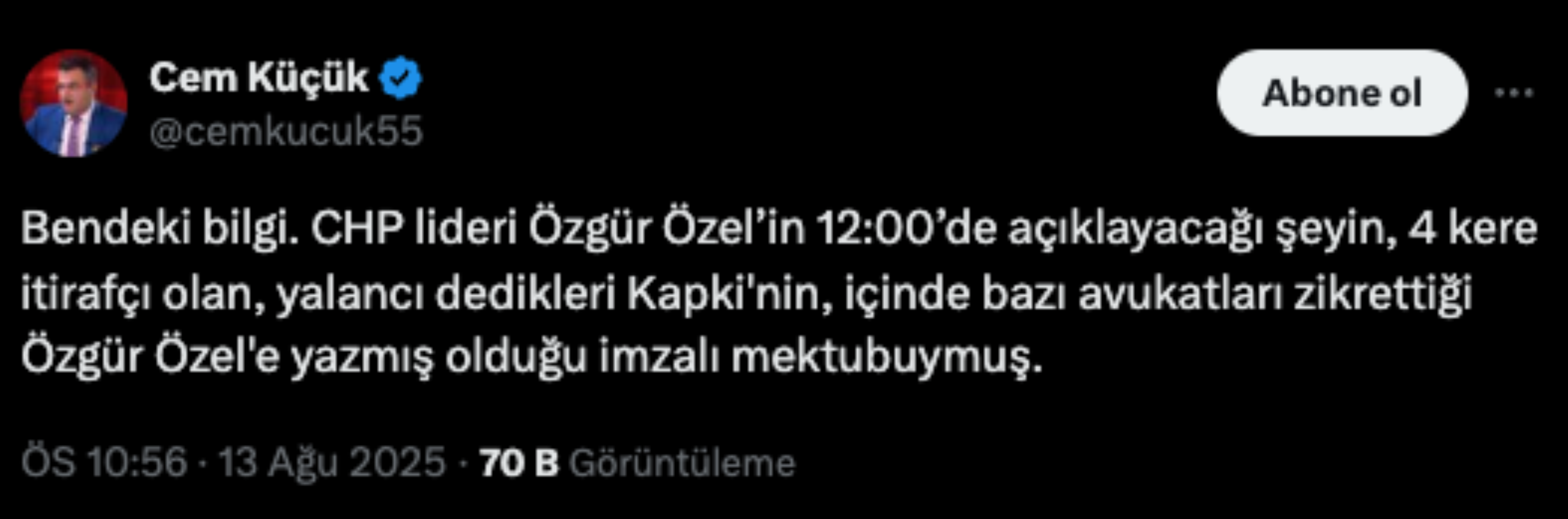 Gözler saat 12.00'ye çevrildi: Cem Küçük’ten Özgür Özel’in yapacağı açıklama hakkında iddia!