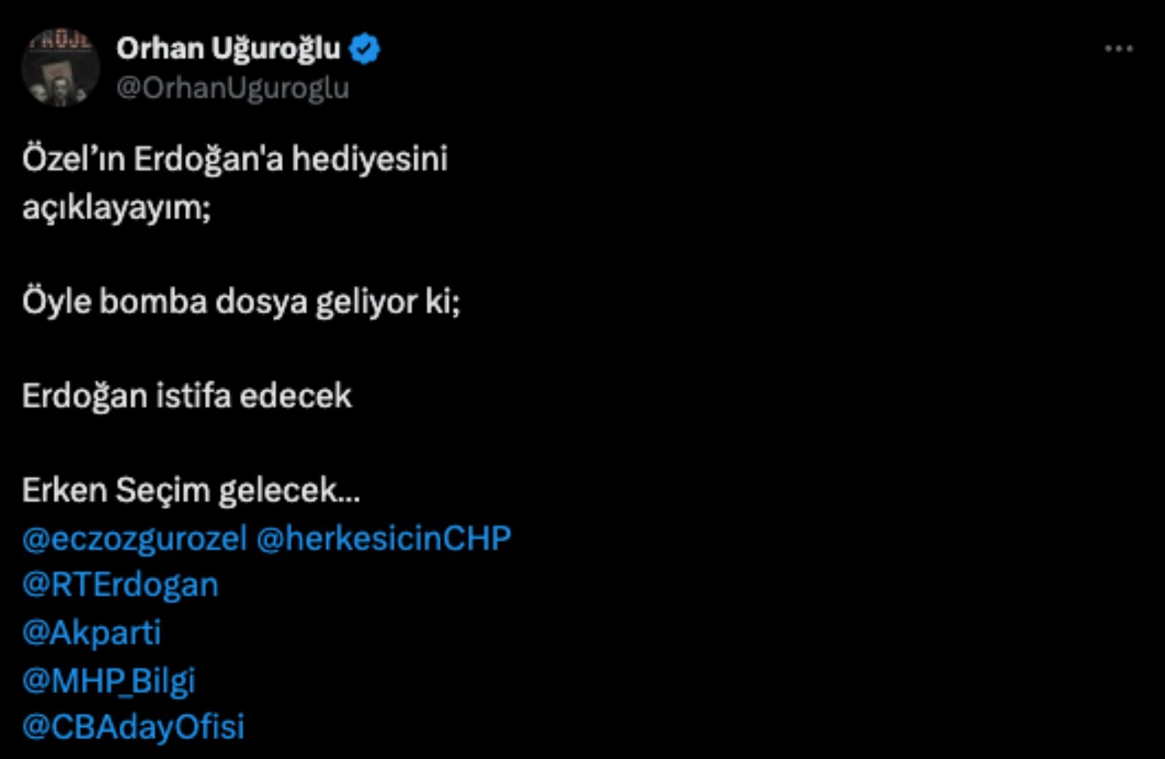 Özel'in AKP'ye kuruluş yıl dönümü hediyesiyle ilgili bomba iddia! 'Erdoğan istifa edecek...'