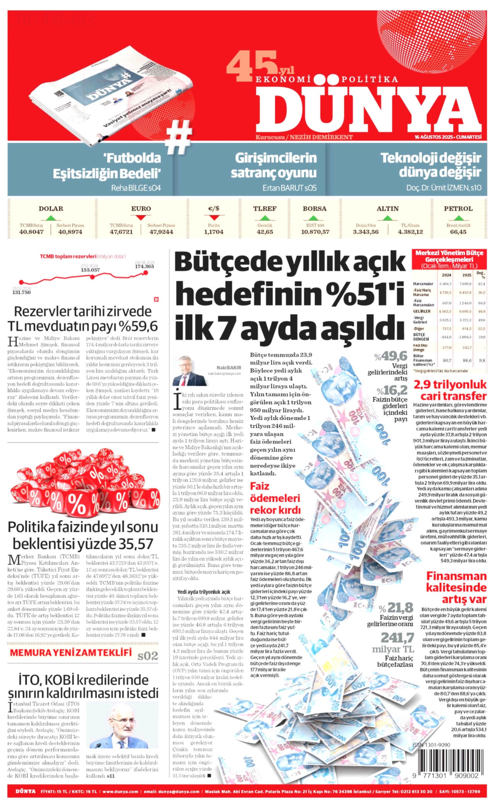 16 Ağustos 2025 gazete manşetleri
