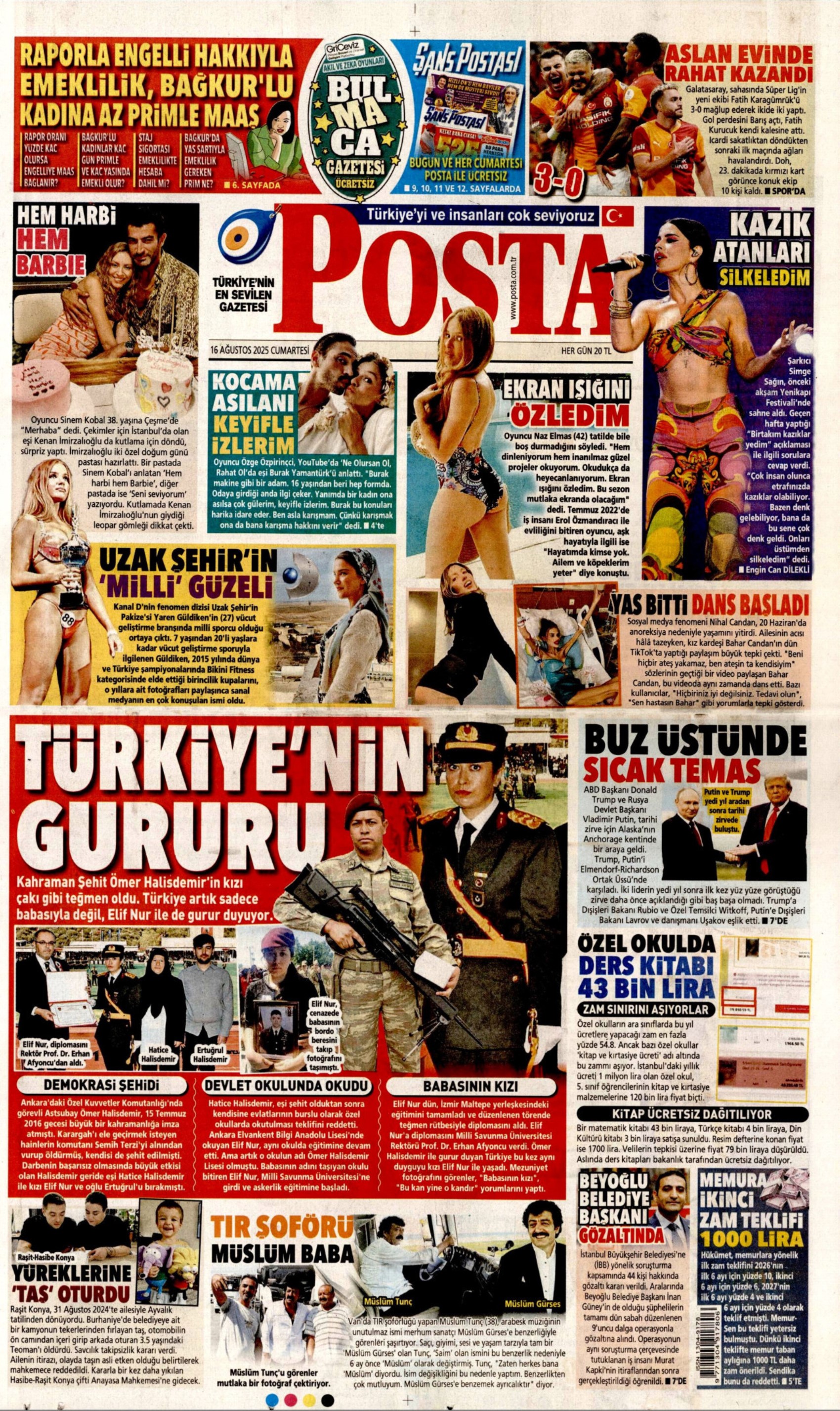 16 Ağustos 2025 gazete manşetleri