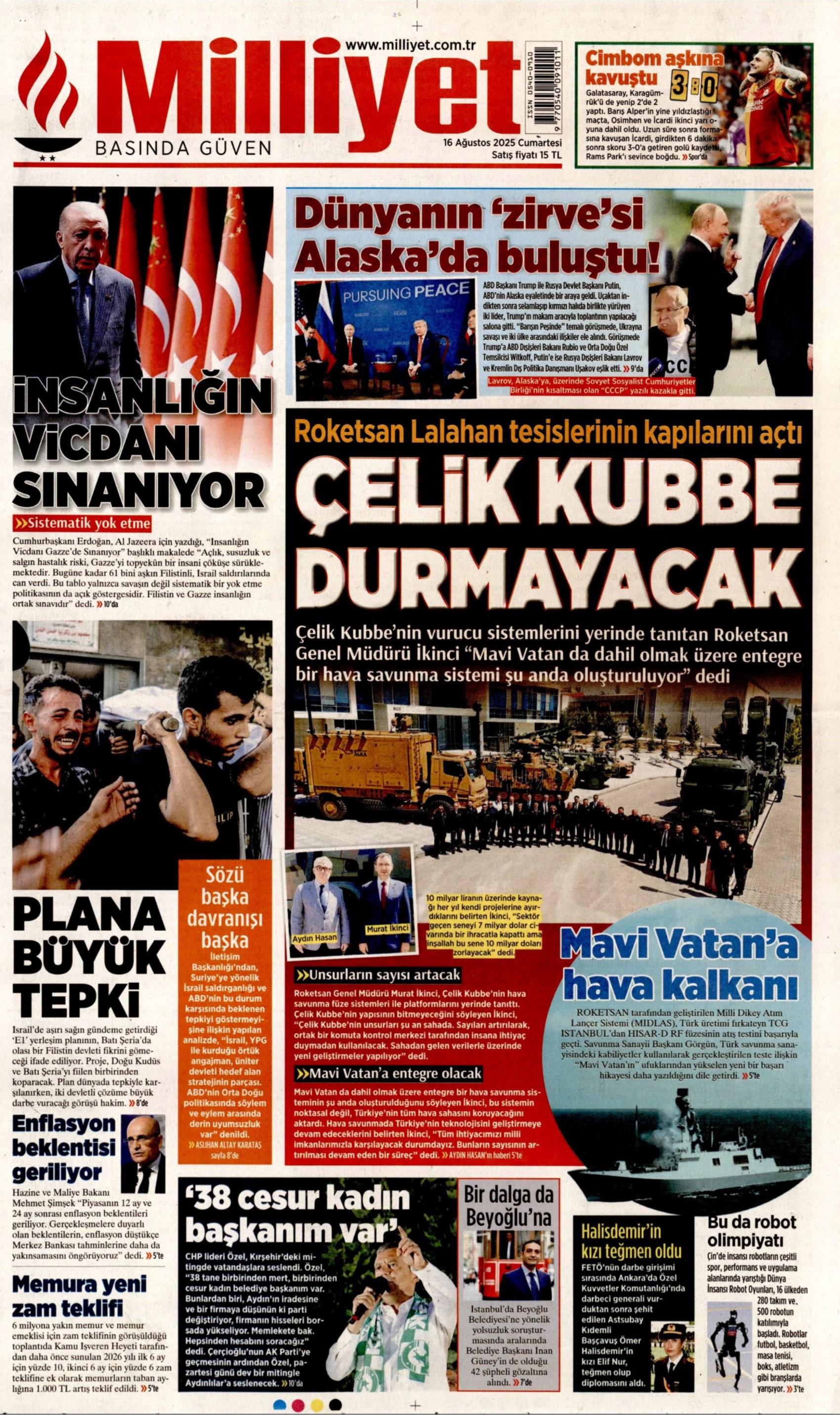 16 Ağustos 2025 gazete manşetleri