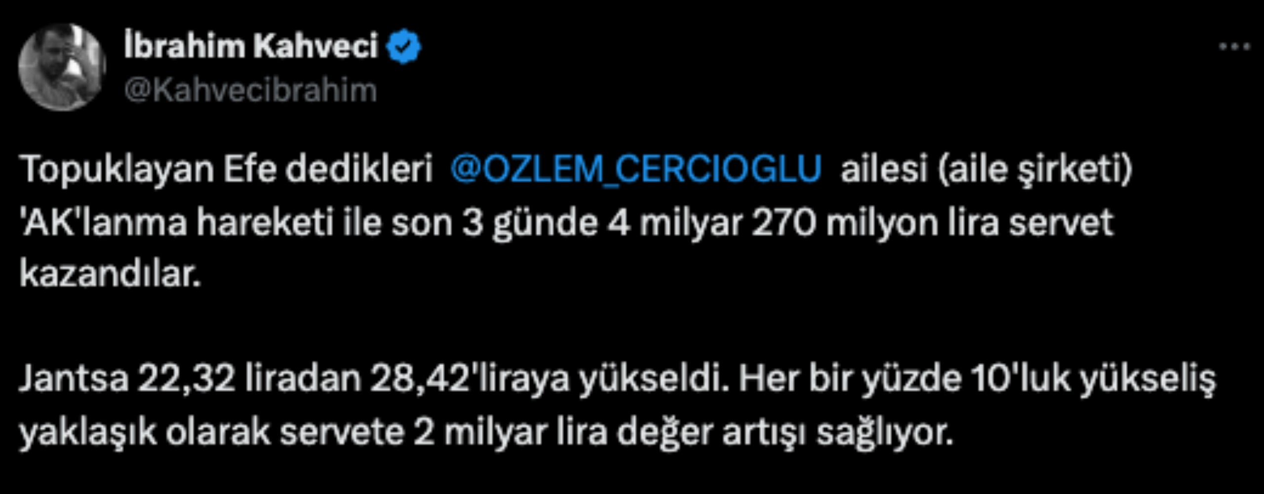 AKP'ye 'topuklayan' efe servet kazandı: Çerçioğlu'nun şirketinin hisseleri tavan yaptı