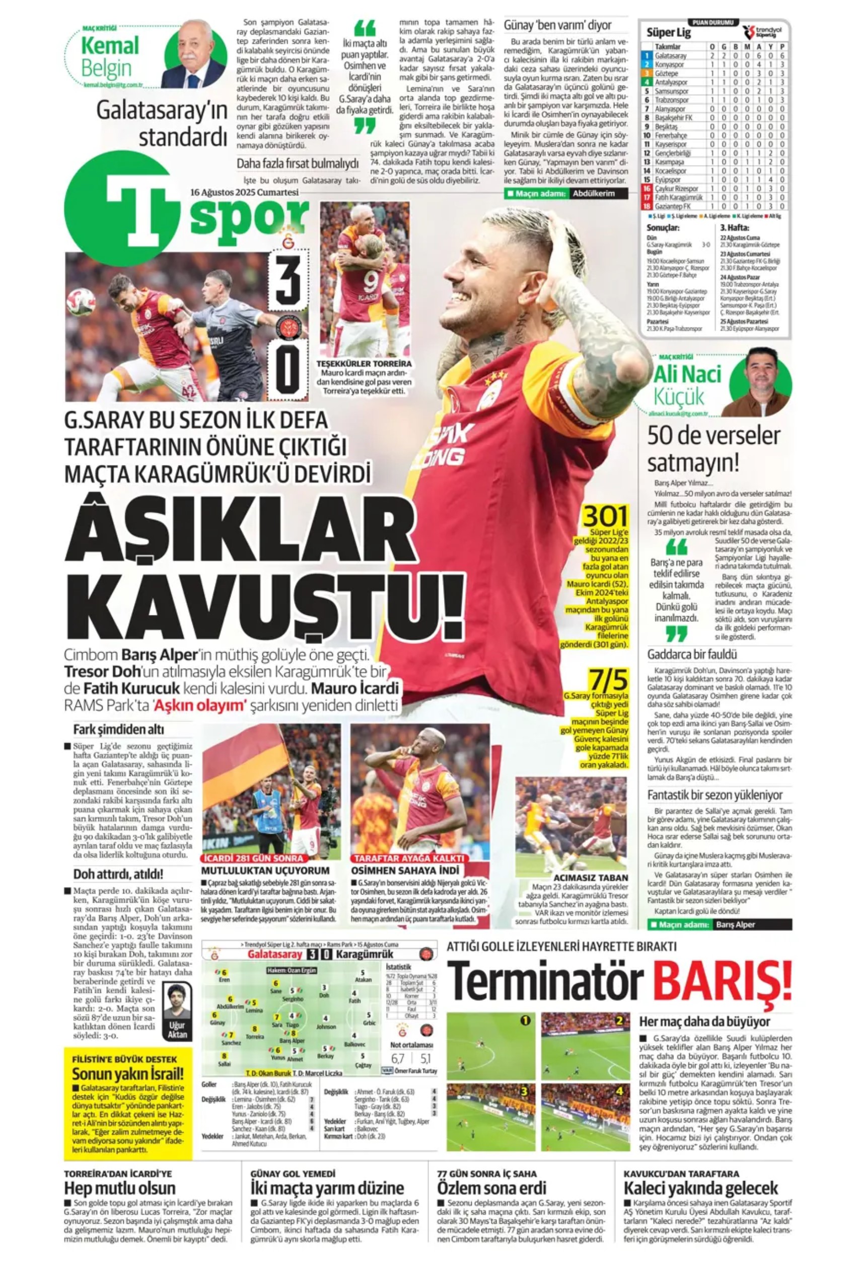 Sporda günün manşetleri: Kerem Aktürkoğlu'na 'Kartal' pençesi!